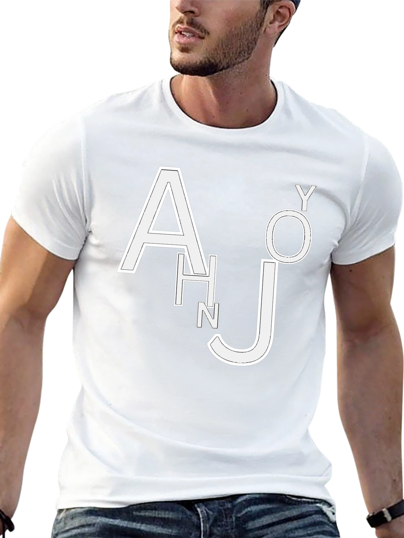 Trendy Black T-Shirt with White Letter Design