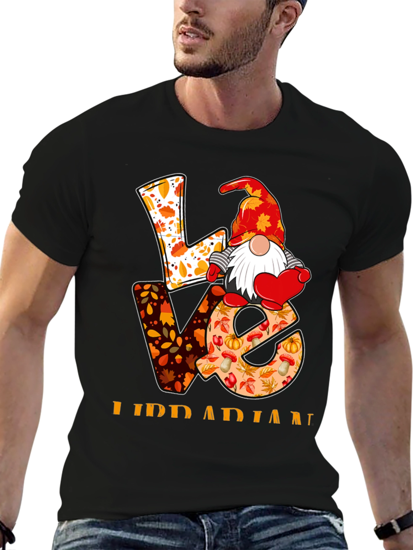 Love Librarian Gnome Autumn T-Shirt