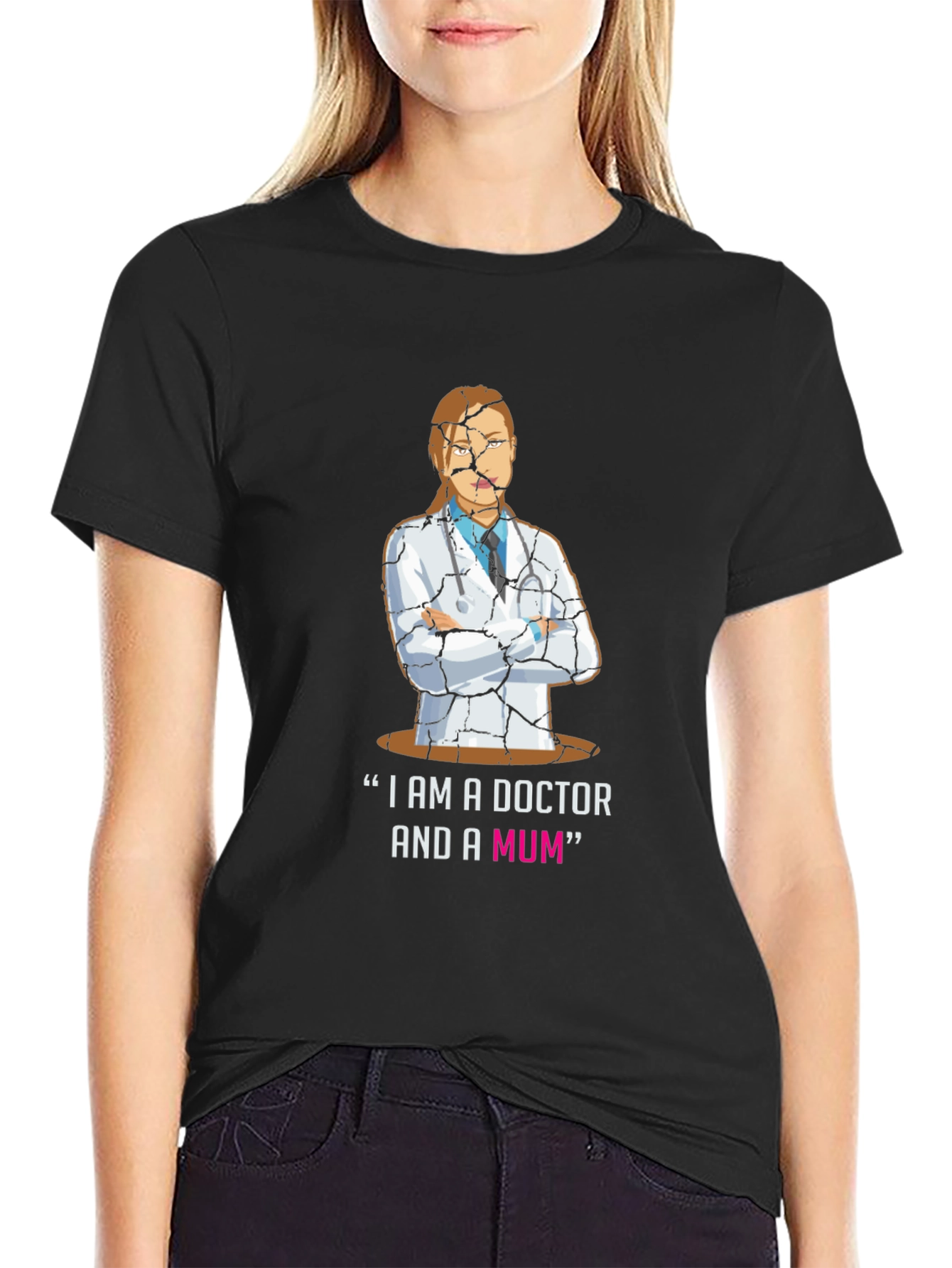 Doctor Mum Cracked Design T-Shirt