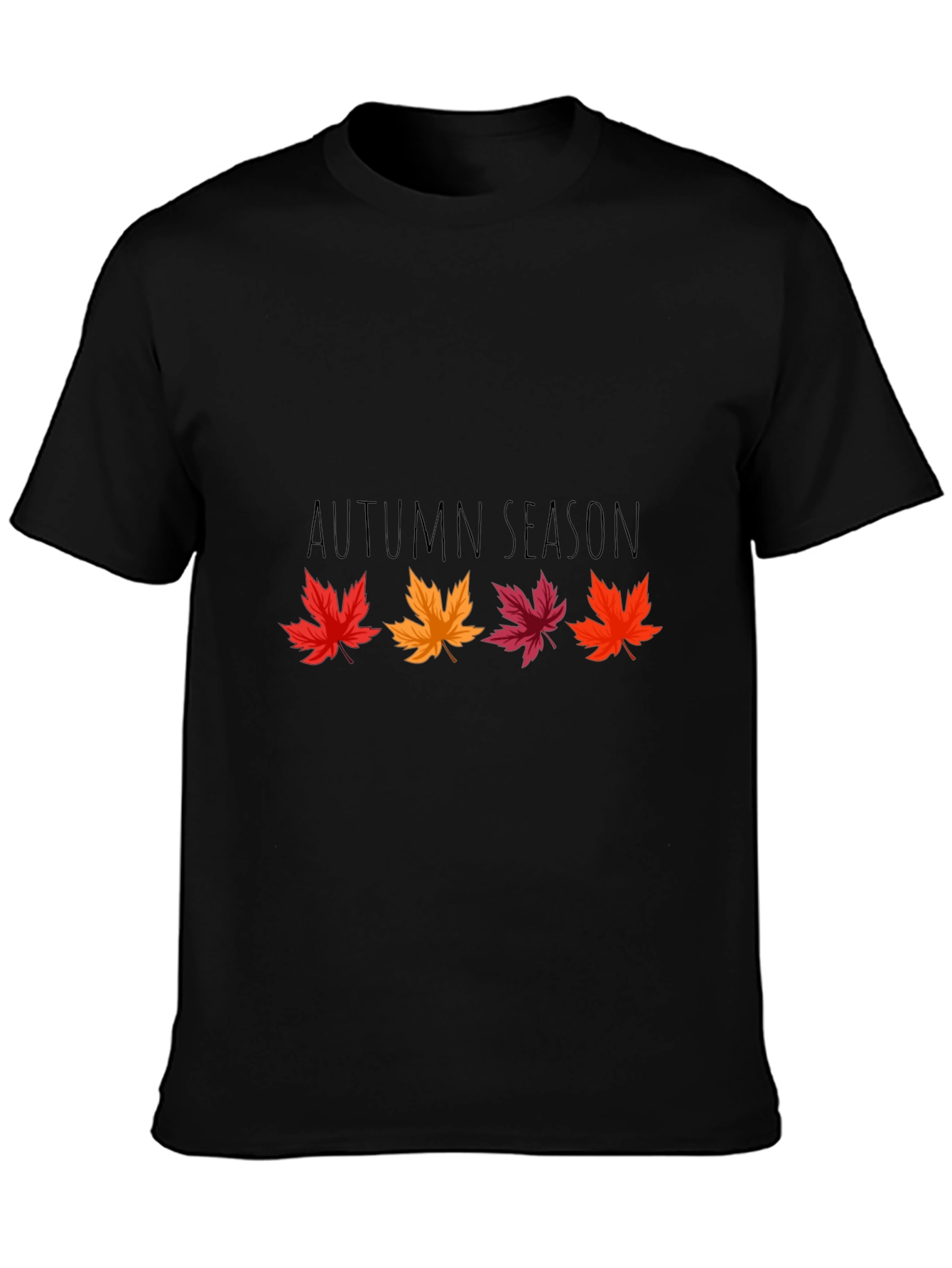 Autumn Season Black Graphic T-Shirt