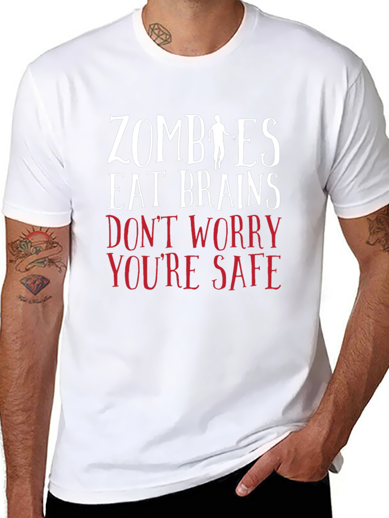 Zombies Eat Brains Funny Graphic T-Shirt