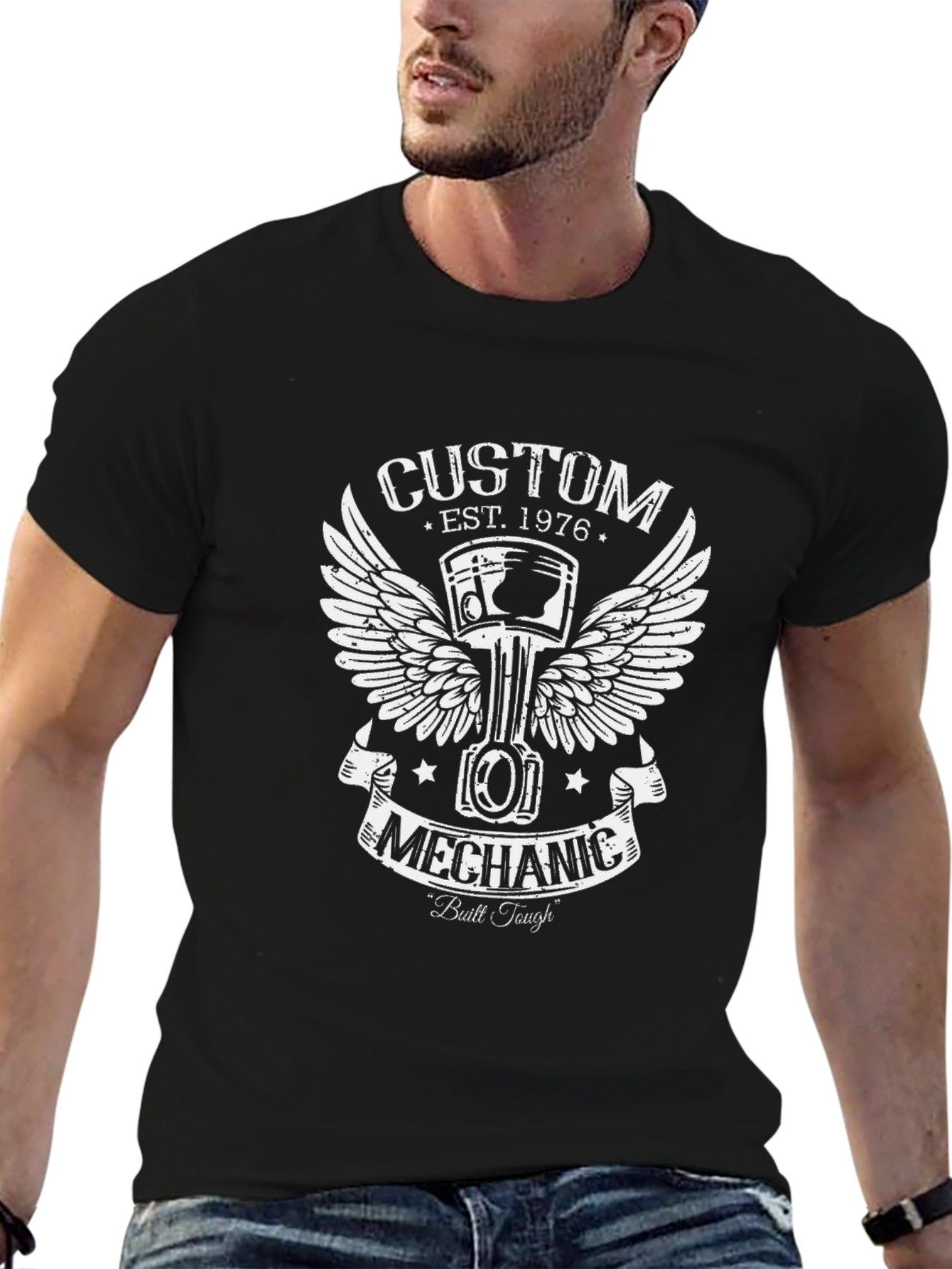 Custom Mechanic Est. 1976 Black T-Shirt