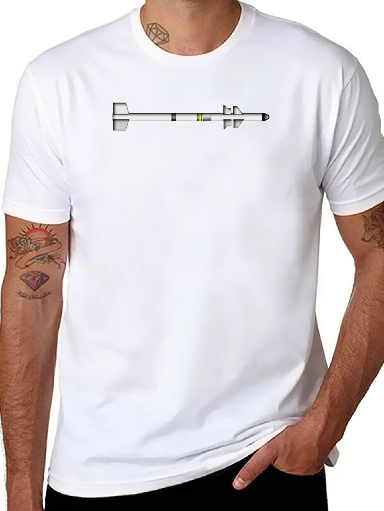 Missile Graphic Tee - Bold Black Cotton Shirt