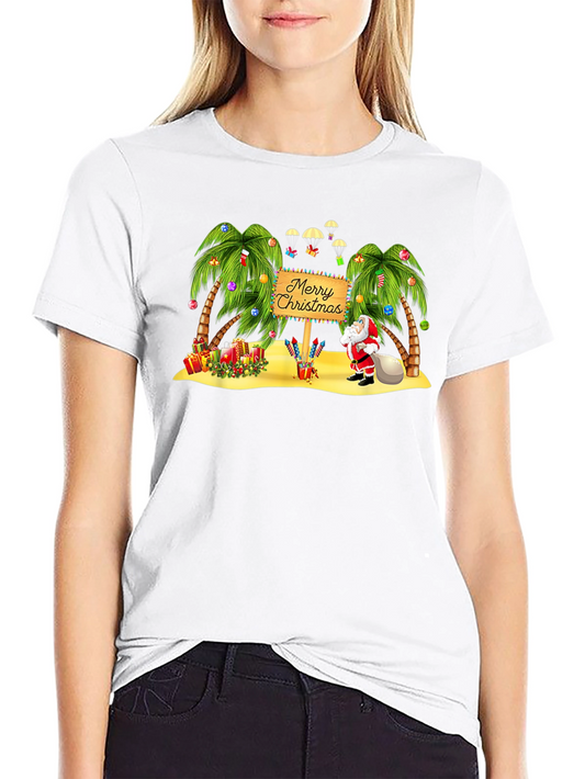 Tropical Christmas T-Shirt Santa Beach
