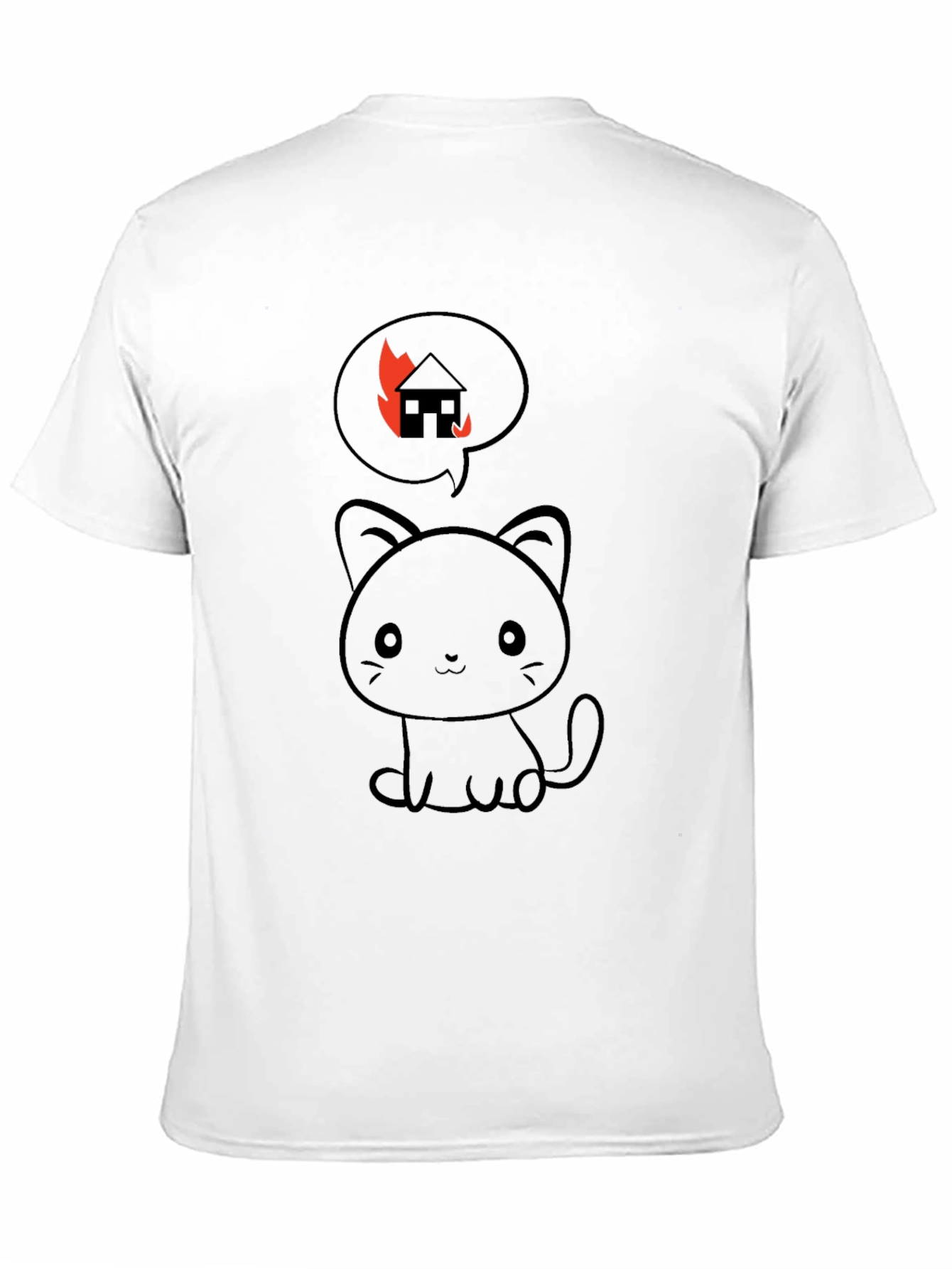 Burning House Cat T-Shirt - Black Cotton