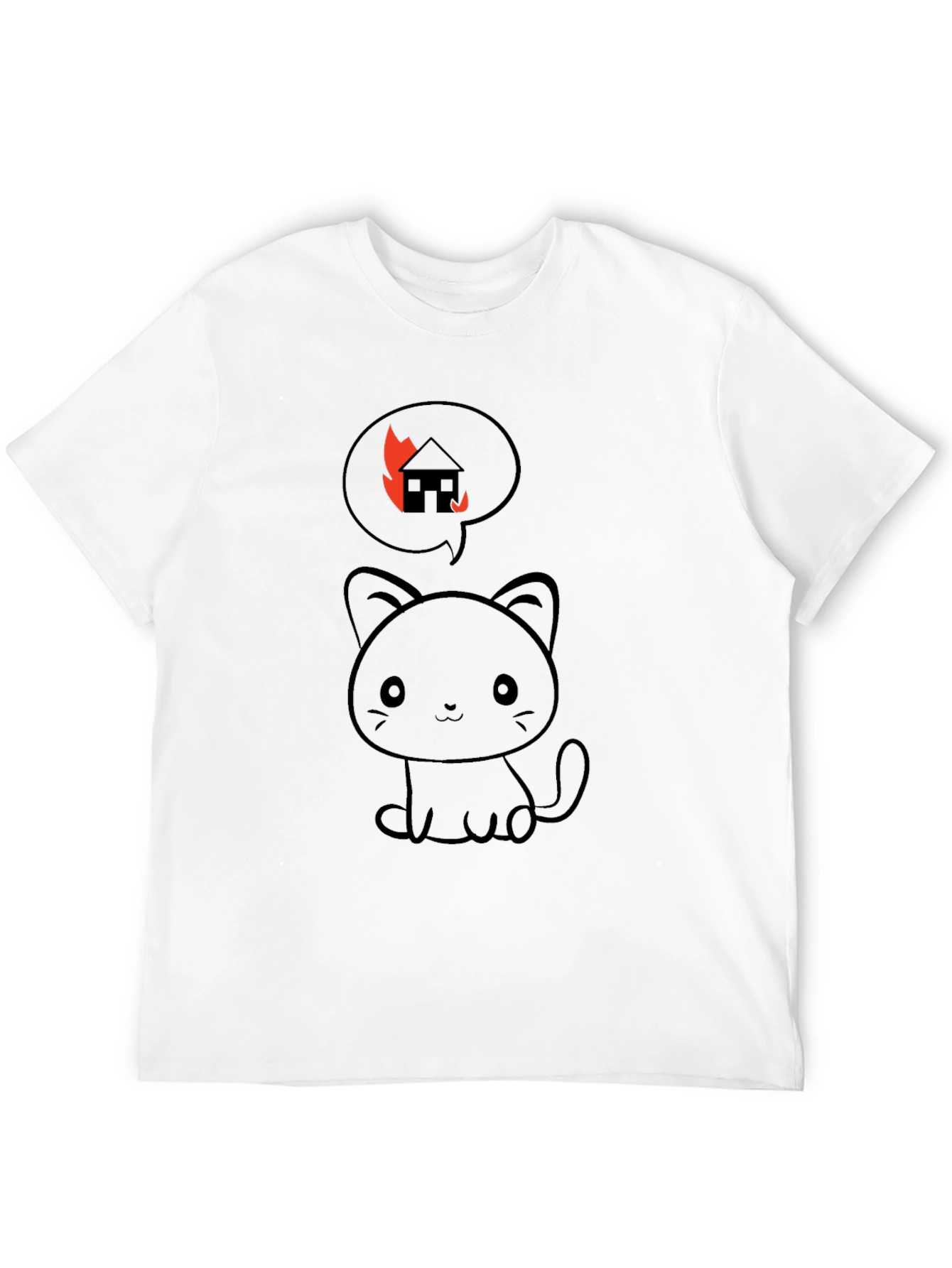 Burning House Cat T-Shirt - Black Cotton