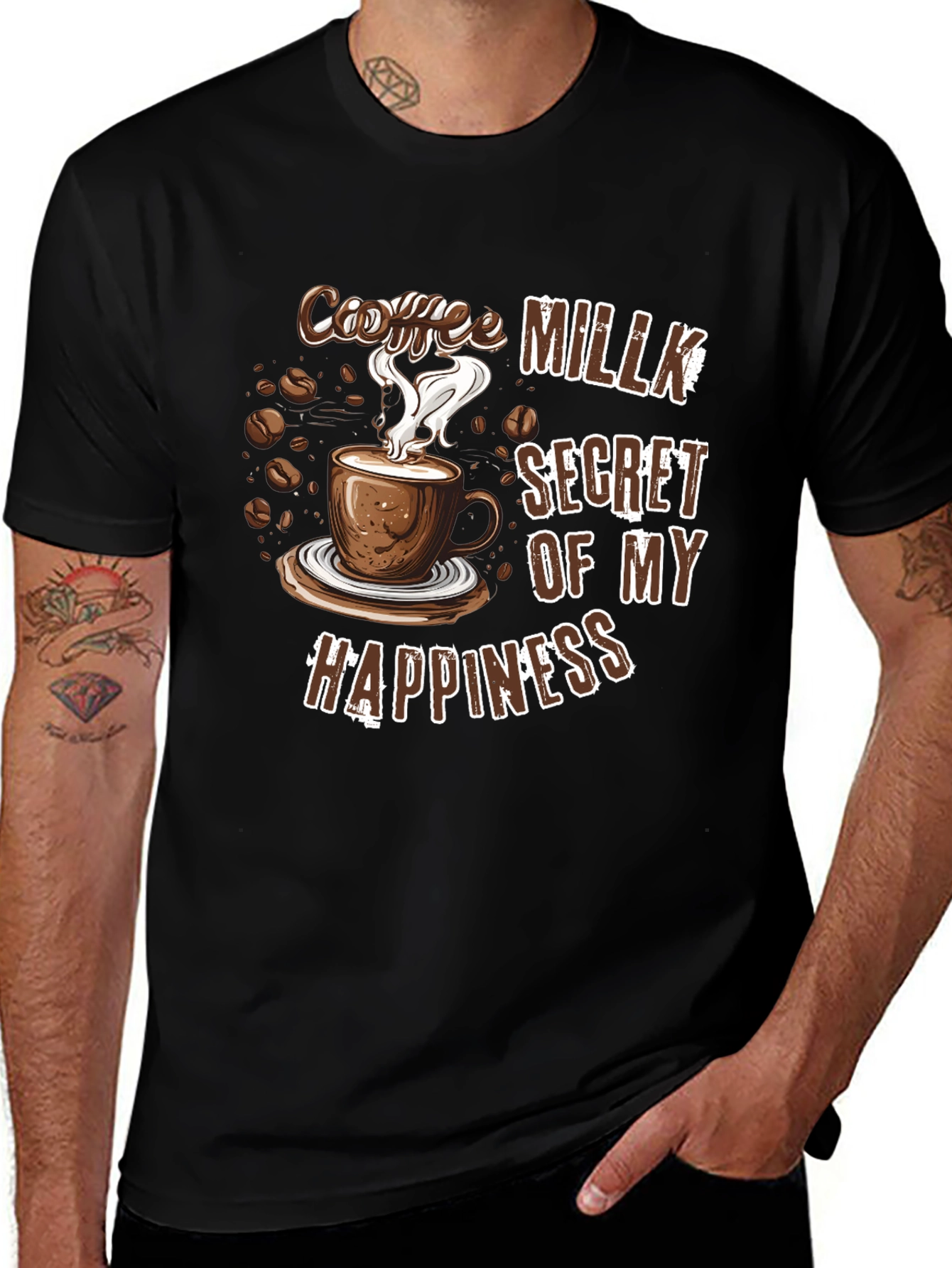 Coffee Milk Secret of My Happiness Black T-Shirt