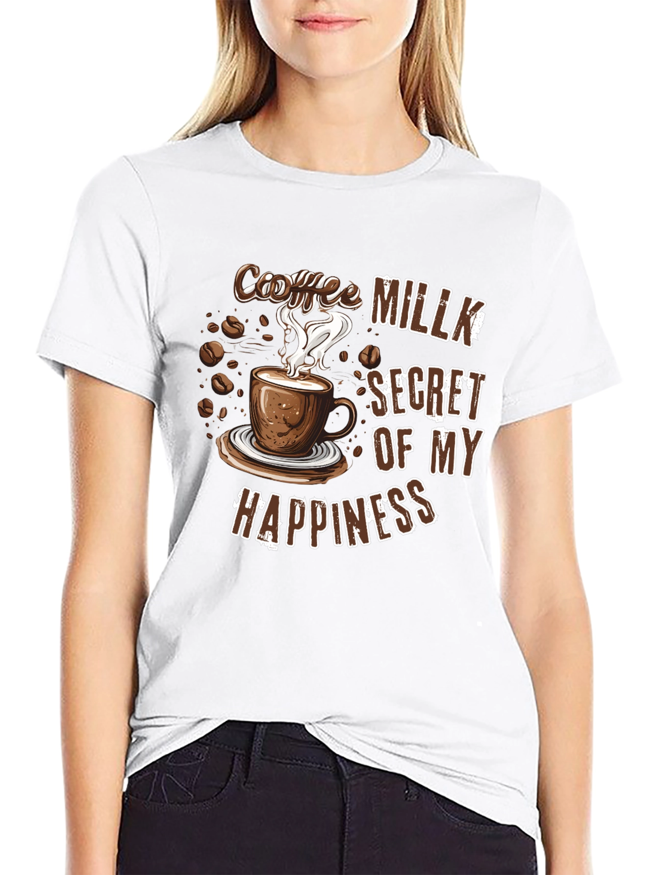 Coffee Milk Secret of My Happiness Black T-Shirt