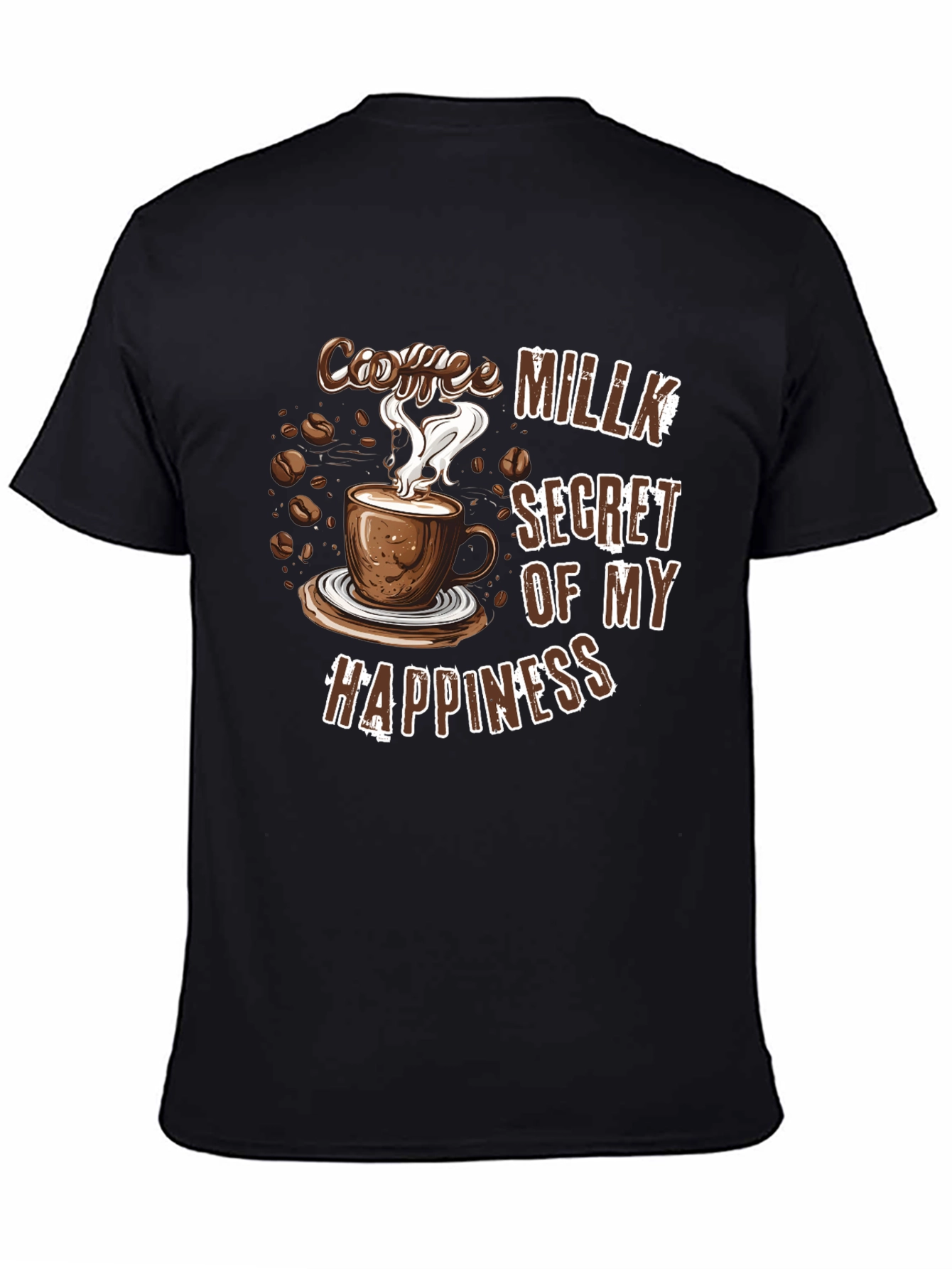 Coffee Milk Secret of My Happiness Black T-Shirt
