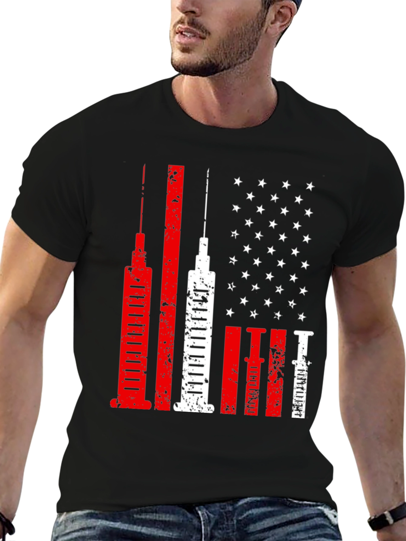 Vaccine American Flag Novelty T-Shirt