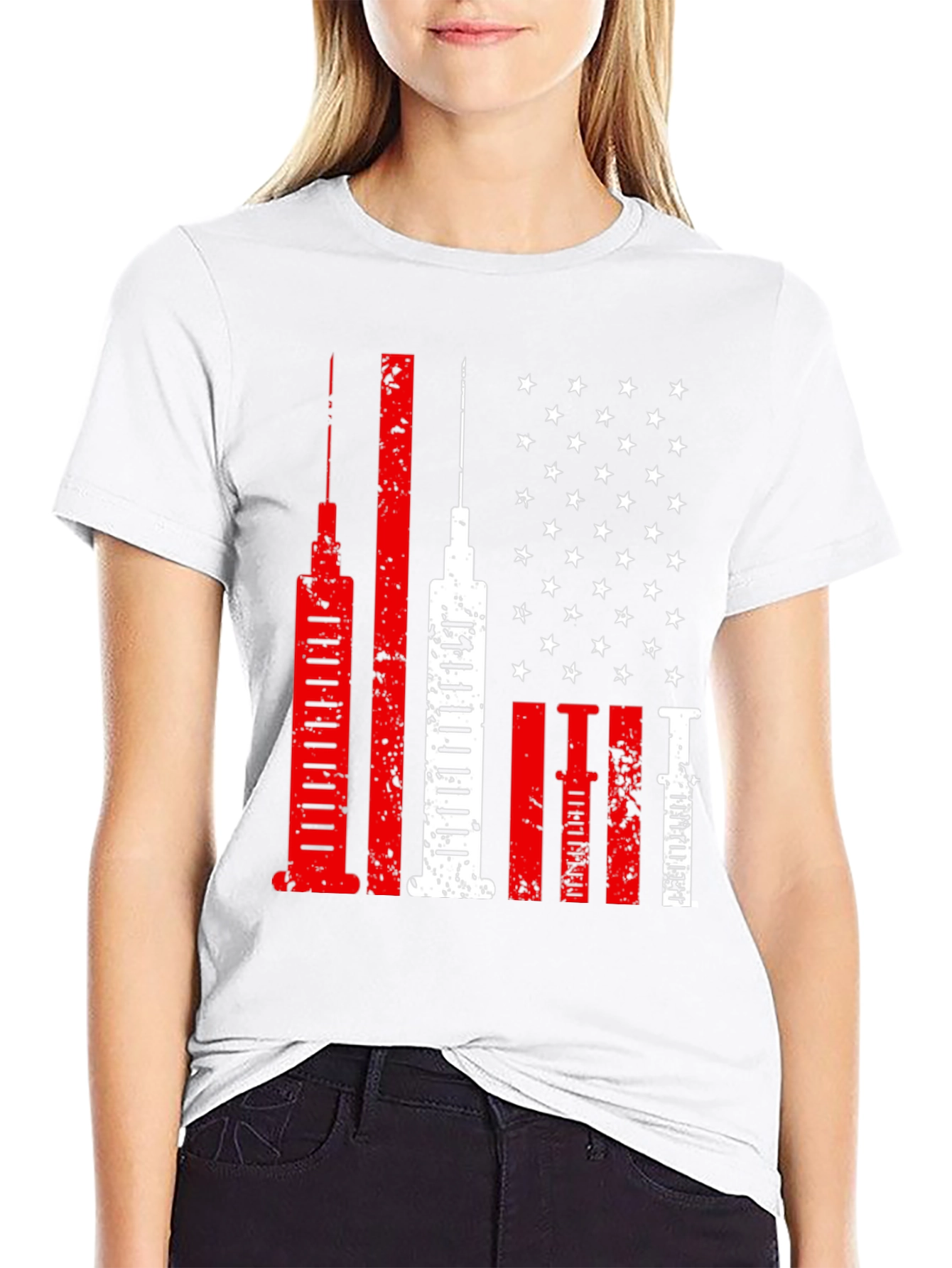 Vaccine American Flag Novelty T-Shirt