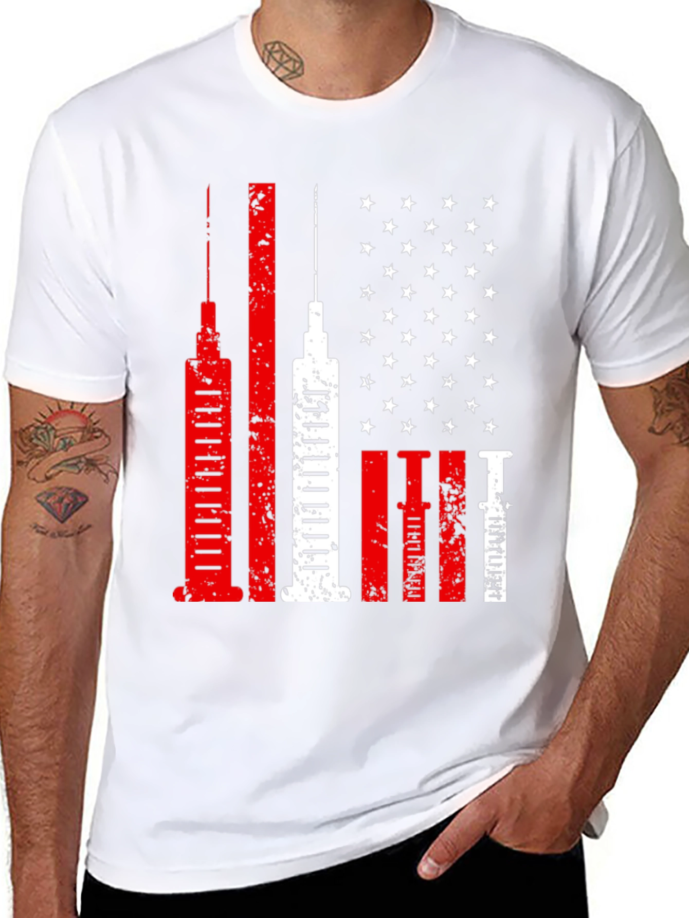 Vaccine American Flag Novelty T-Shirt