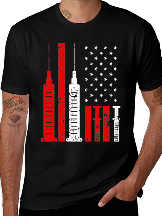 Vaccine American Flag Novelty T-Shirt
