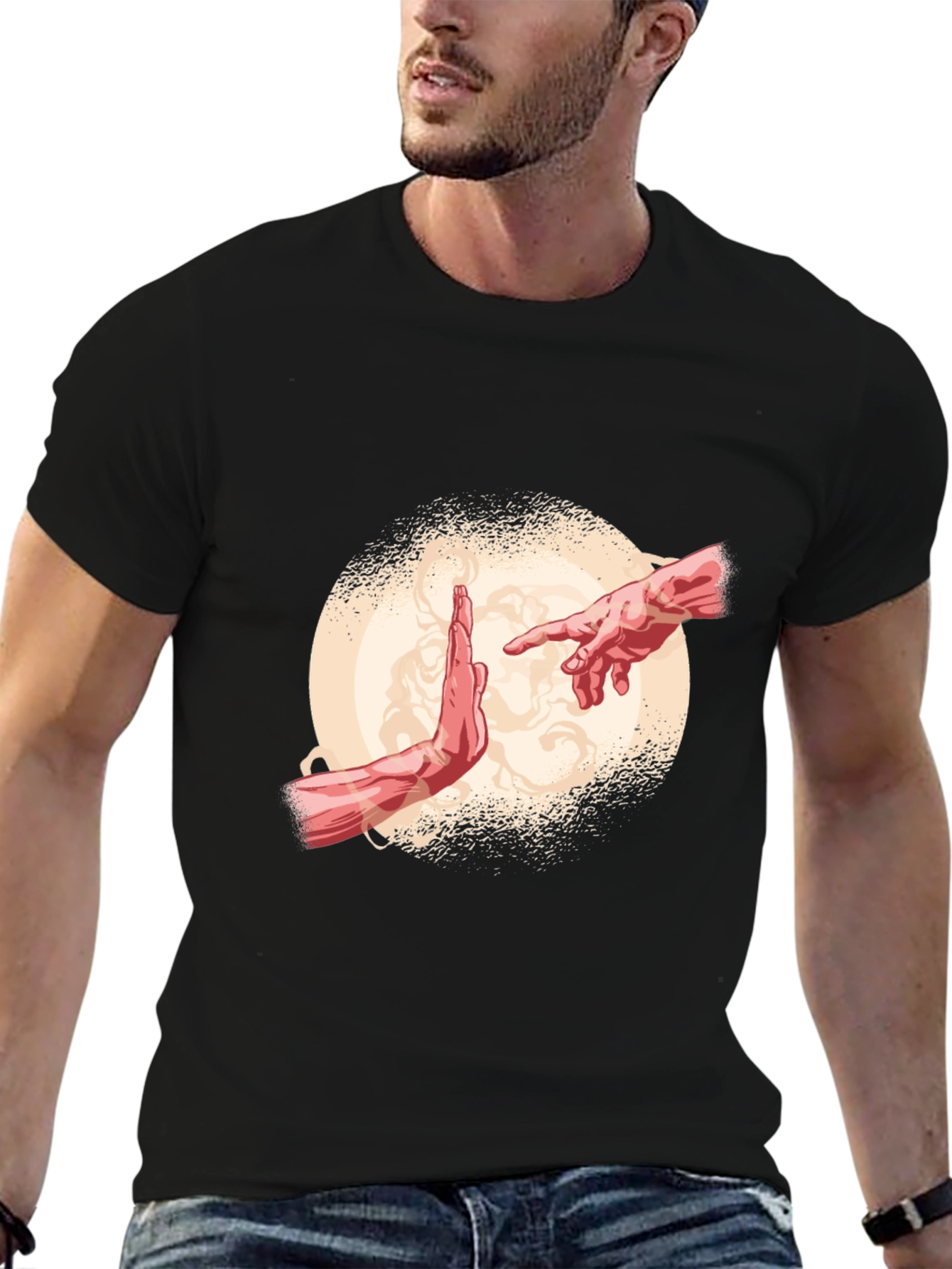 Creation Hands Graphic Black Tee