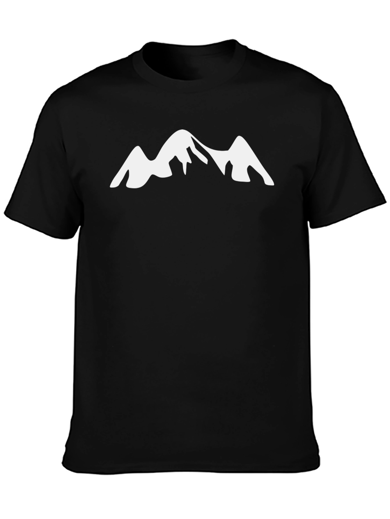 Mountain Peak Graphic Tee - Black Cotton Casual T-Shirt