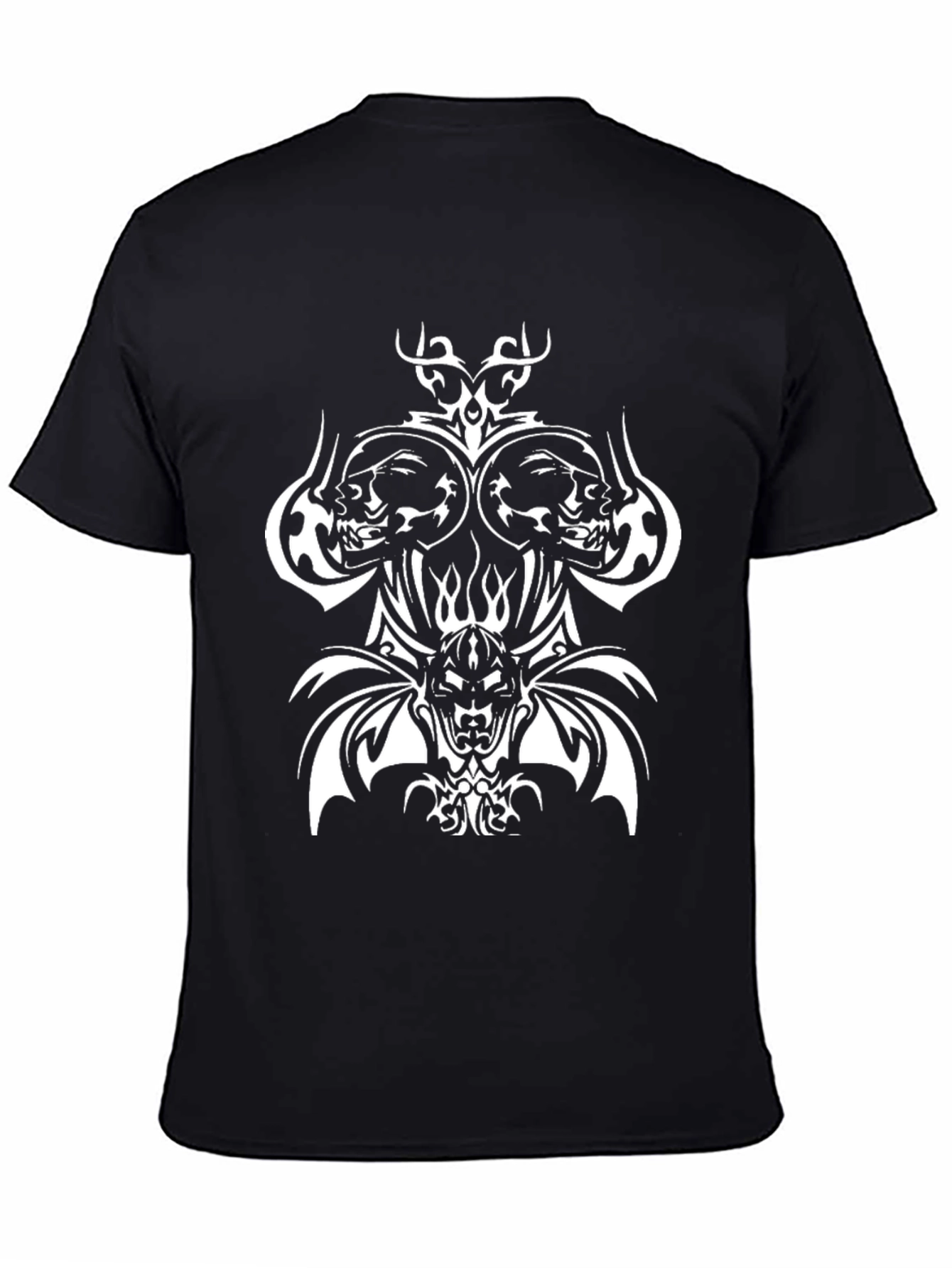 Skull & Demon Graphic Print Black T-Shirt