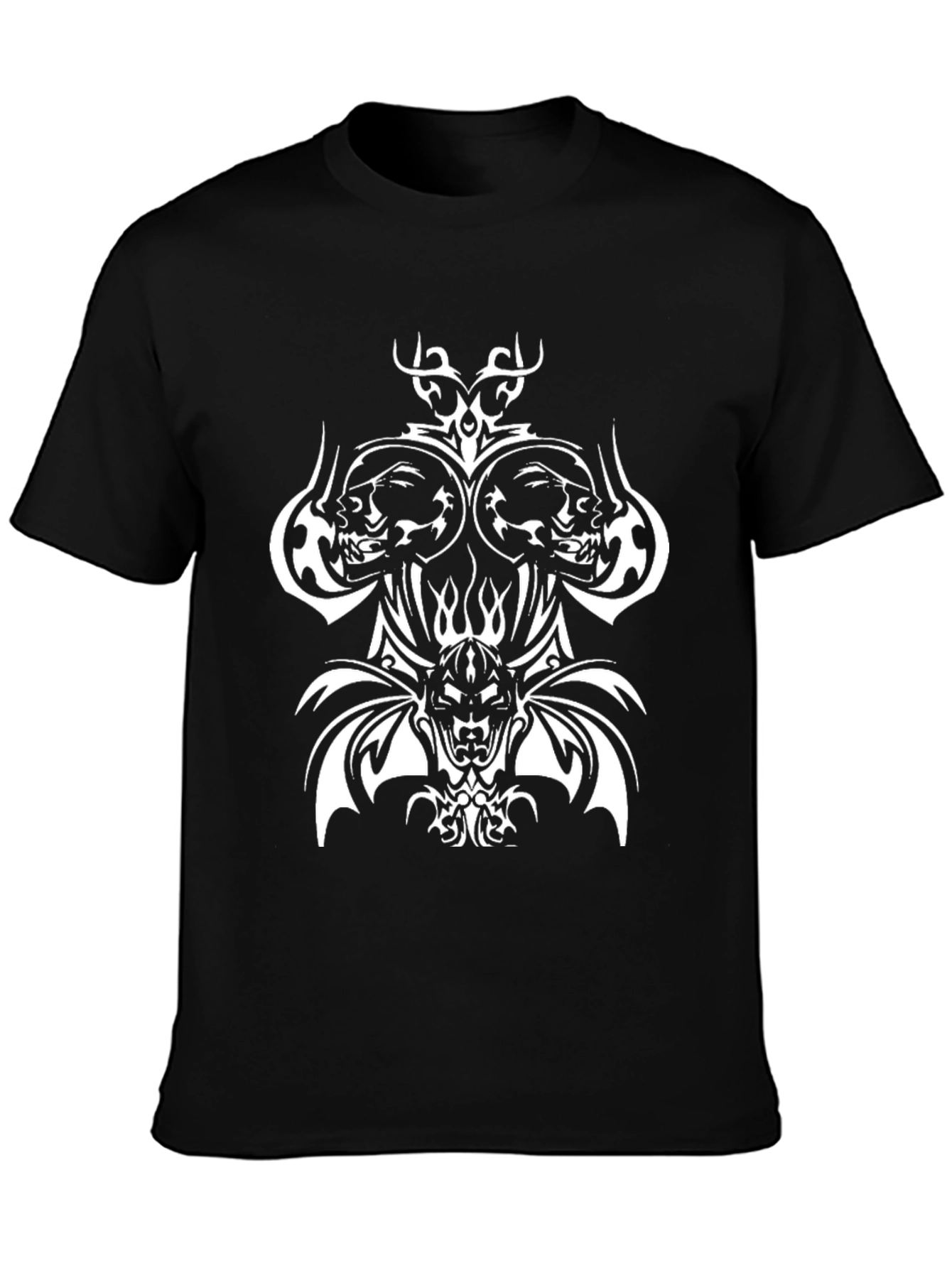 Skull & Demon Graphic Print Black T-Shirt