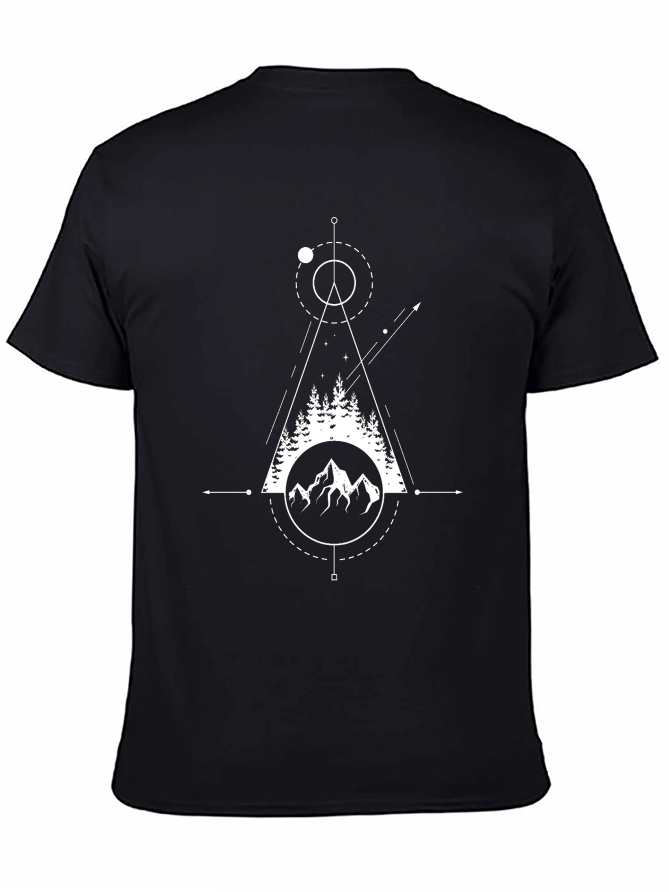 Geometric Mountain Graphic Tee - Black