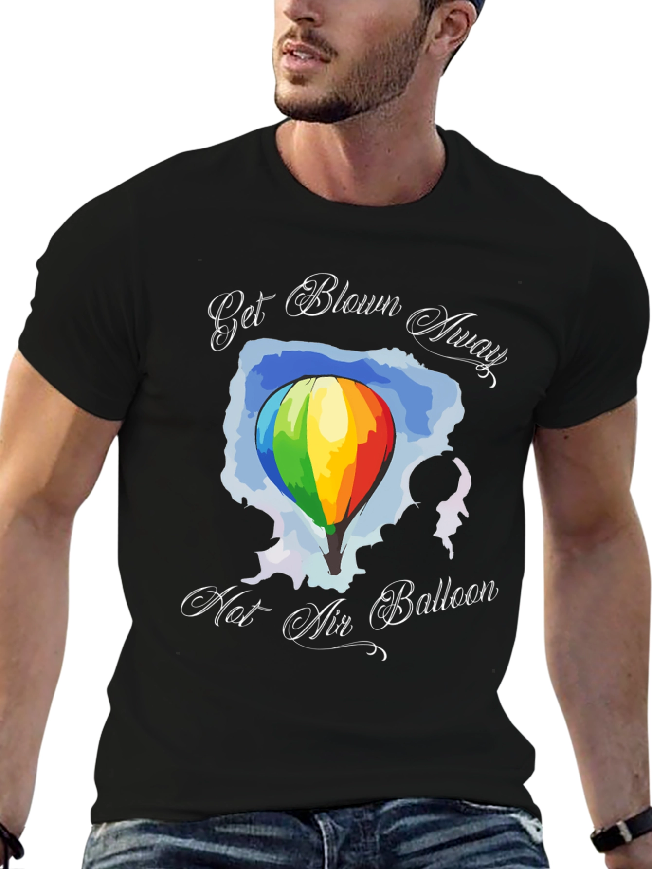 Get Blown Away Hot Air Balloon Graphic T-Shirt