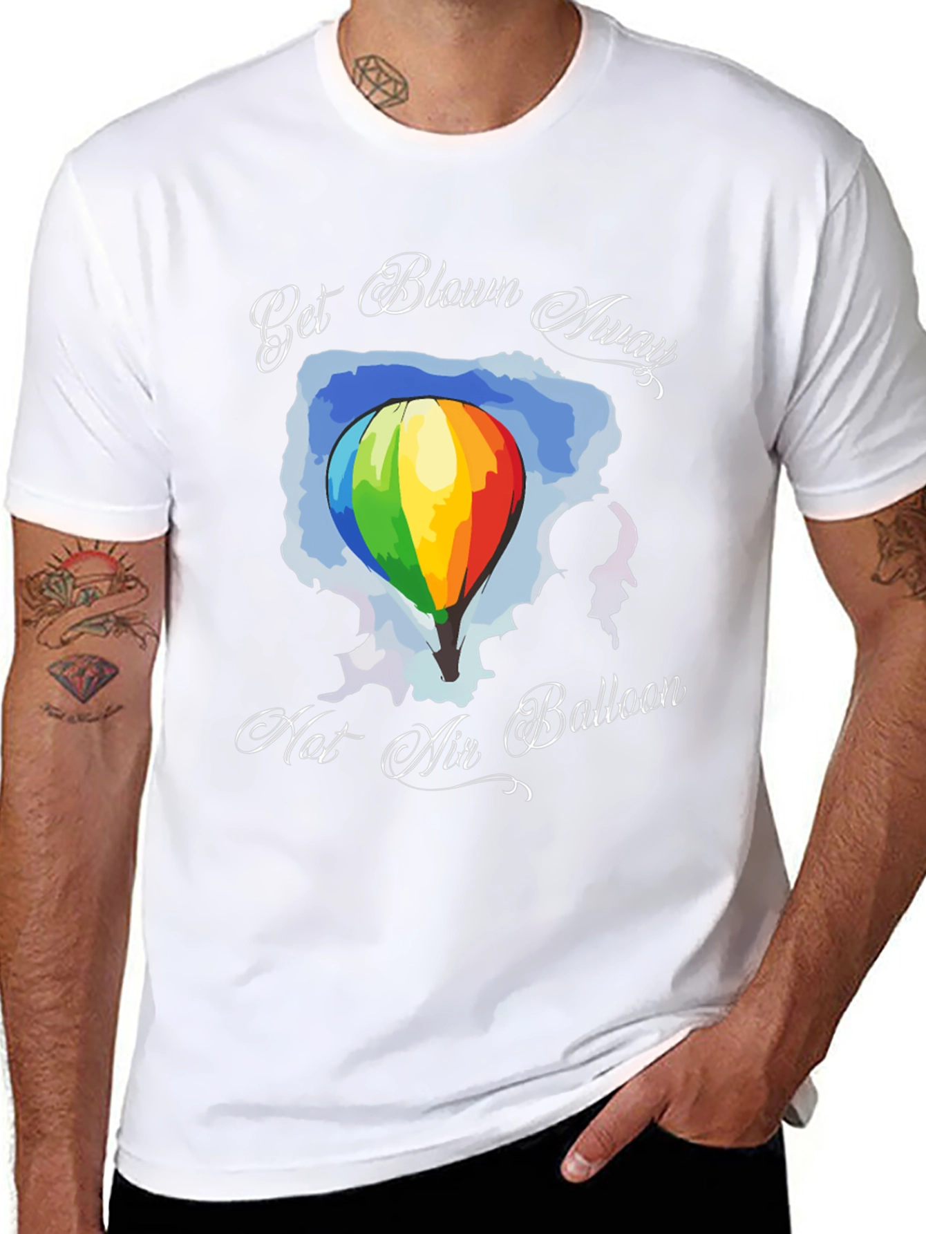 Get Blown Away Hot Air Balloon Graphic T-Shirt