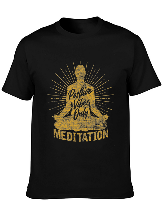 Positive Vibes Only Meditation Graphic T-Shirt