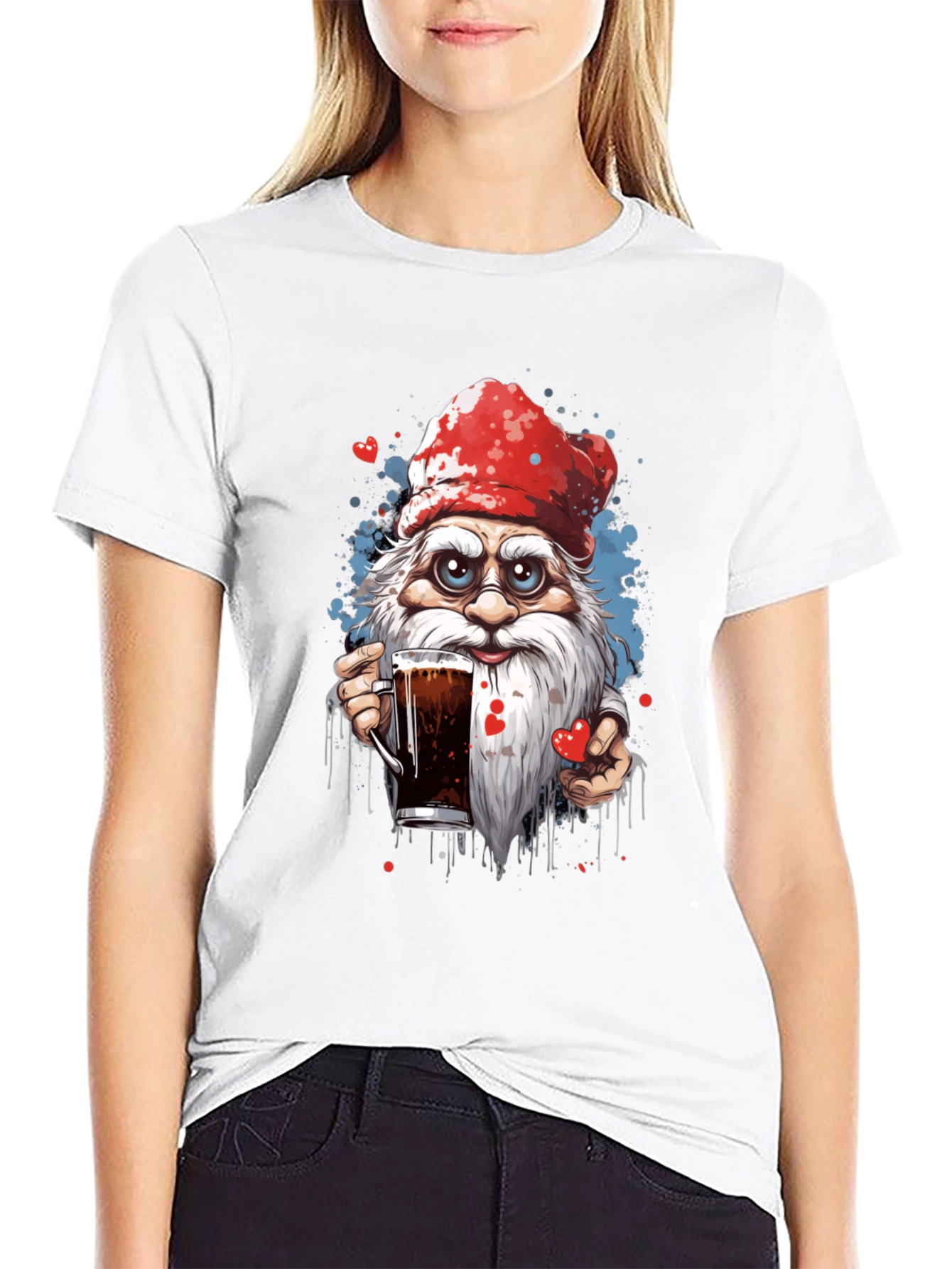 Holiday Gnome Drinking Beer Graphic Tee