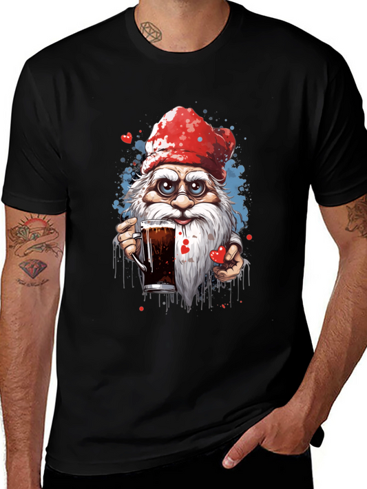 Holiday Gnome Drinking Beer Graphic Tee