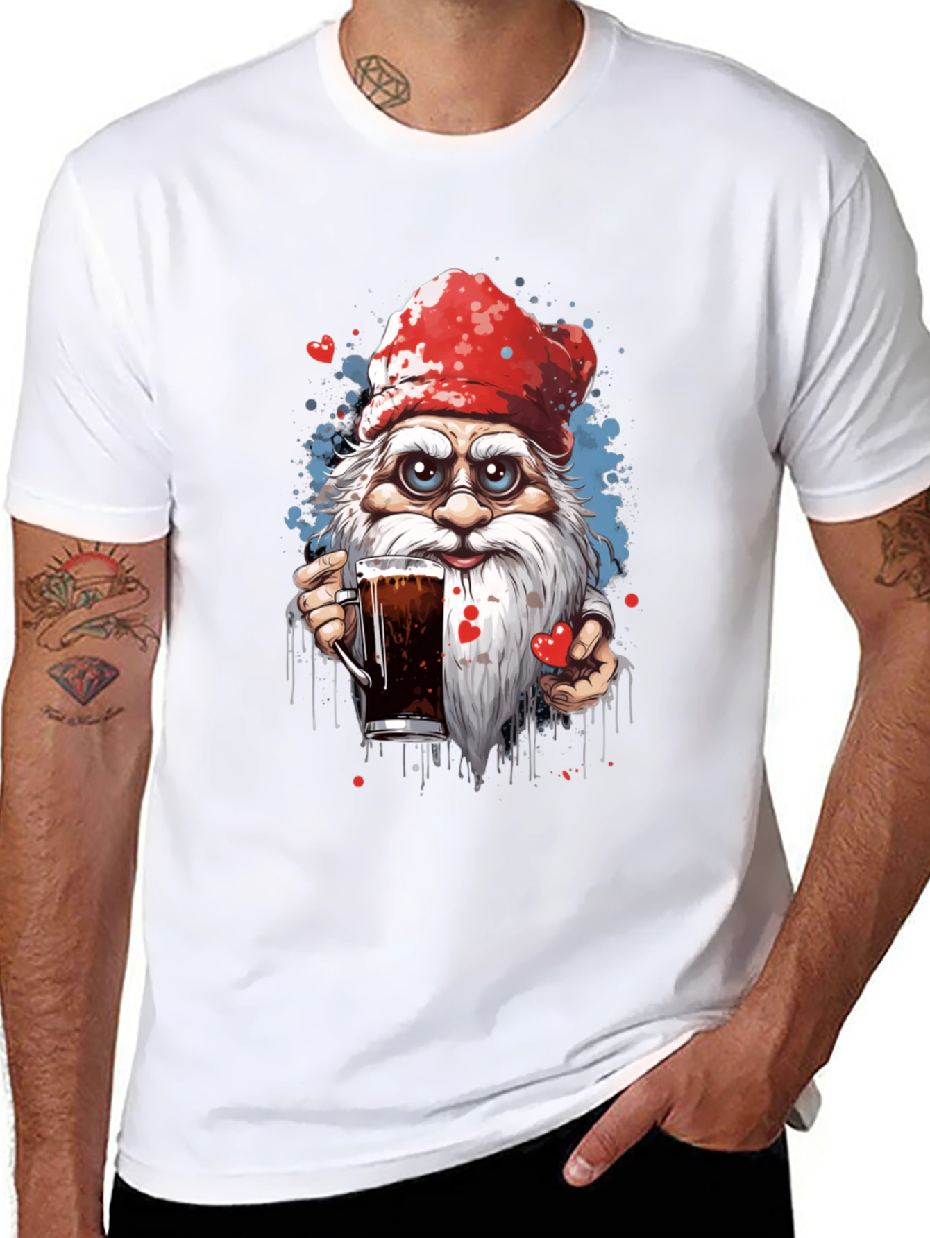 Holiday Gnome Drinking Beer Graphic Tee