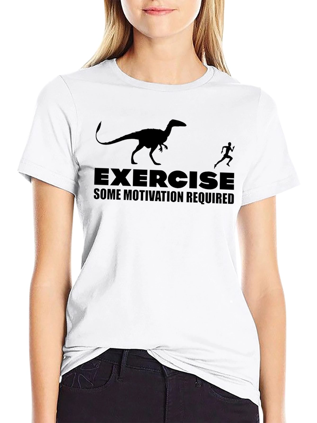 Exercise Motivation T-Shirt - Dinosaur Chasing Runner