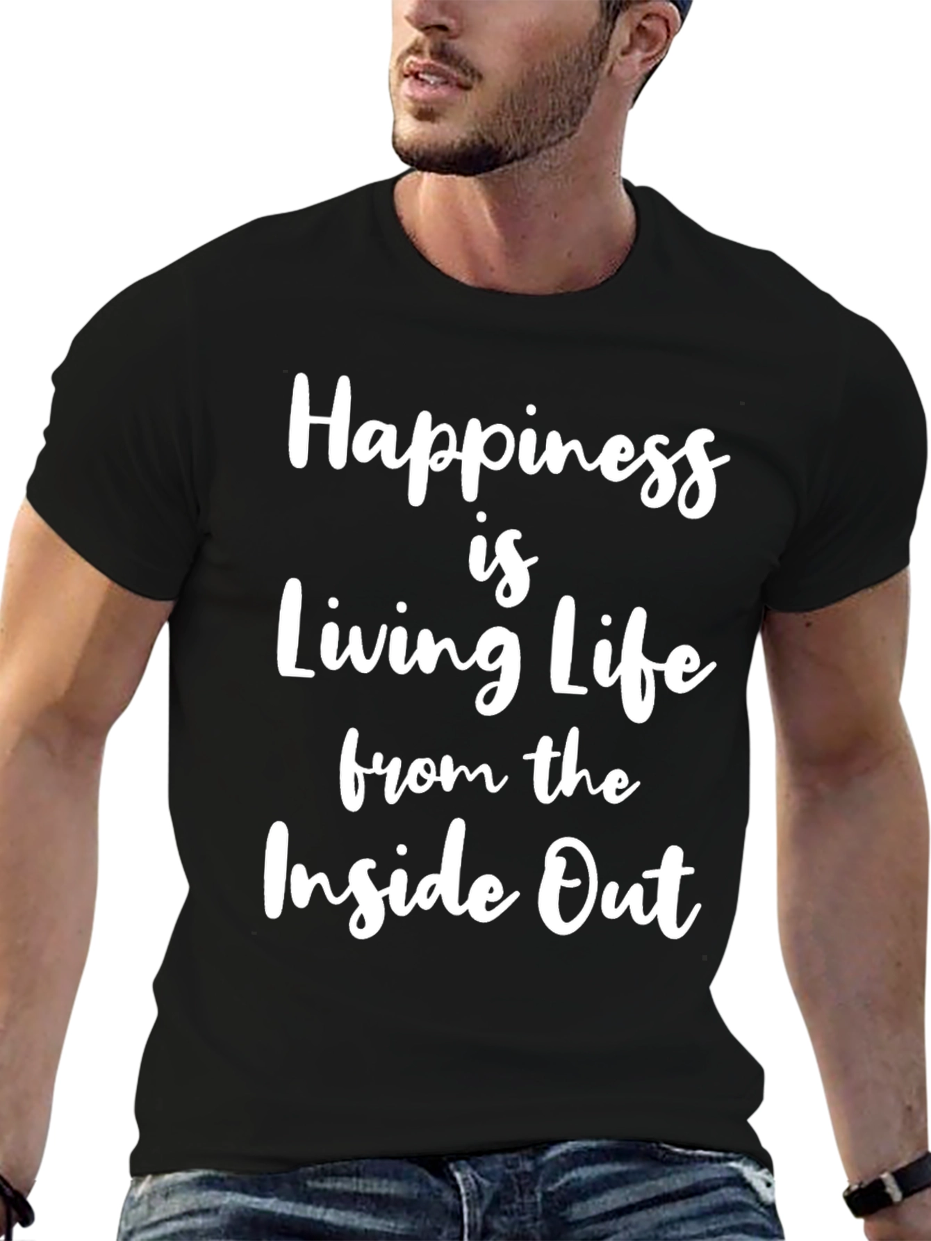 Happiness Inside Out Black Graphic Tee