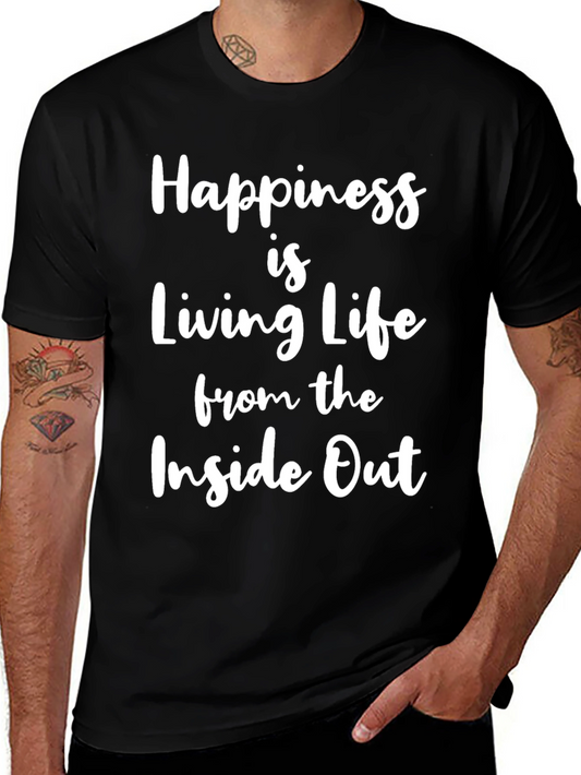 Happiness Inside Out Black Graphic Tee