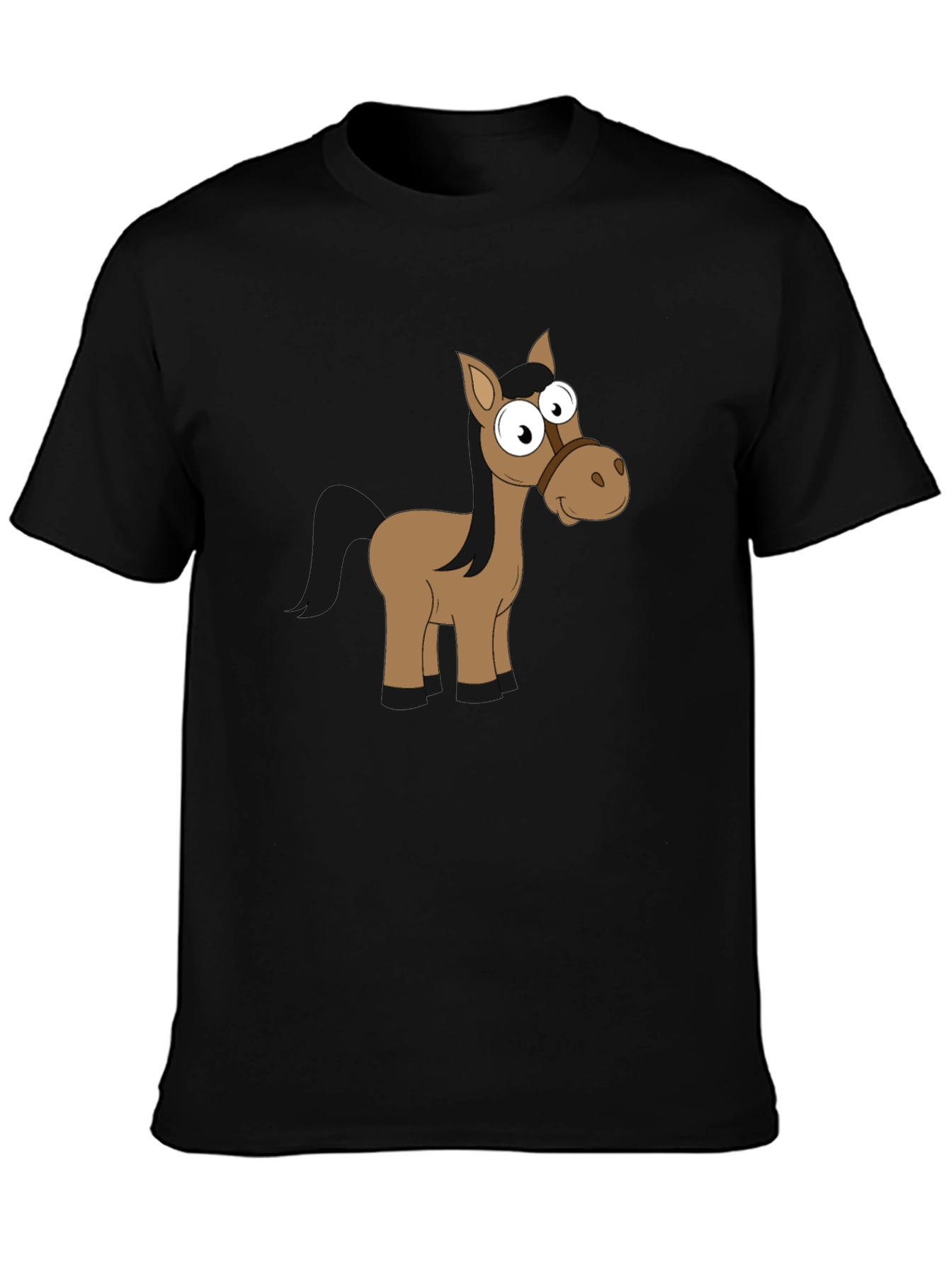 Funny Horse Graphic Black T-Shirt