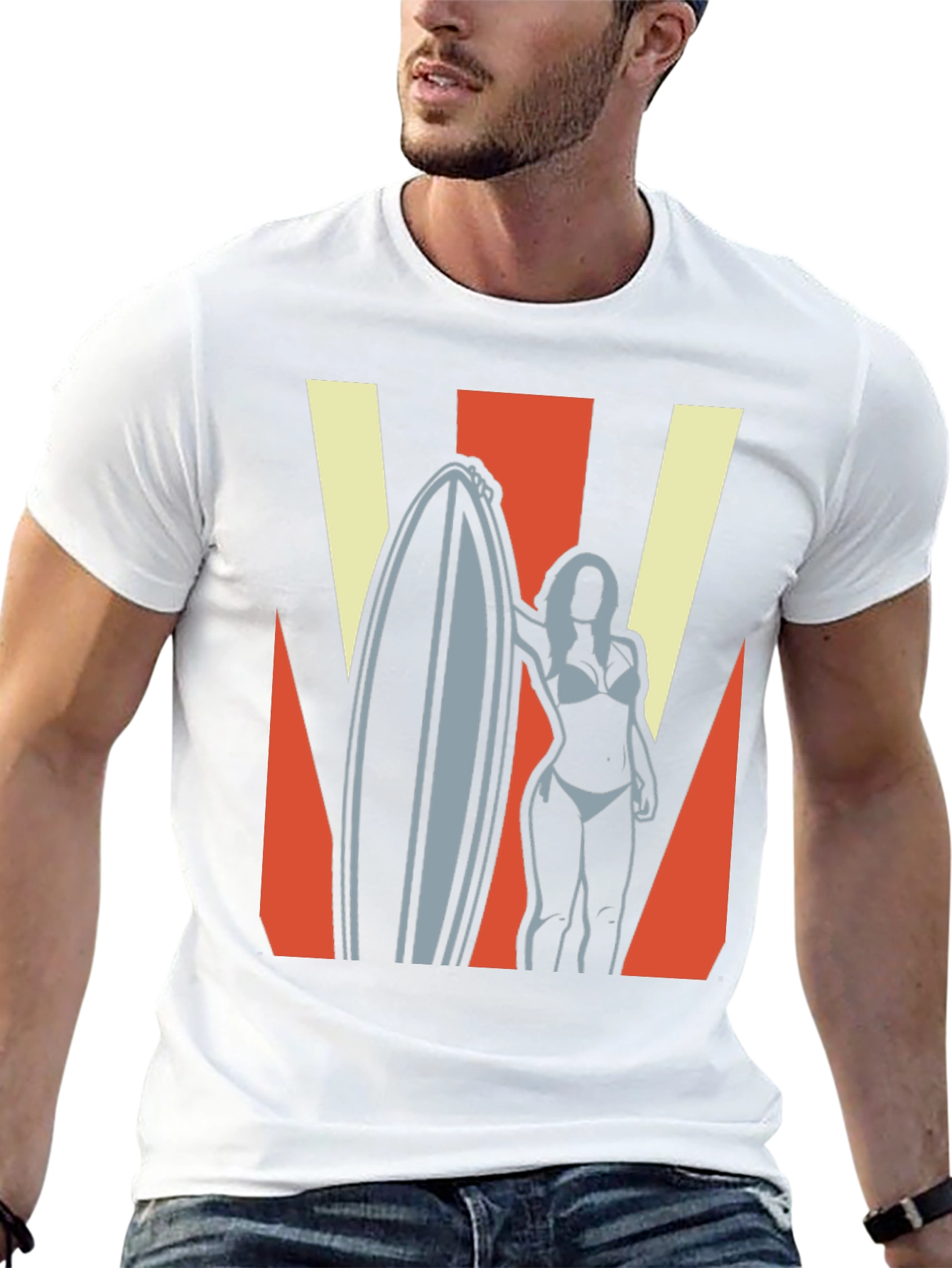 Retro Surfer Girl Graphic Tee - Black