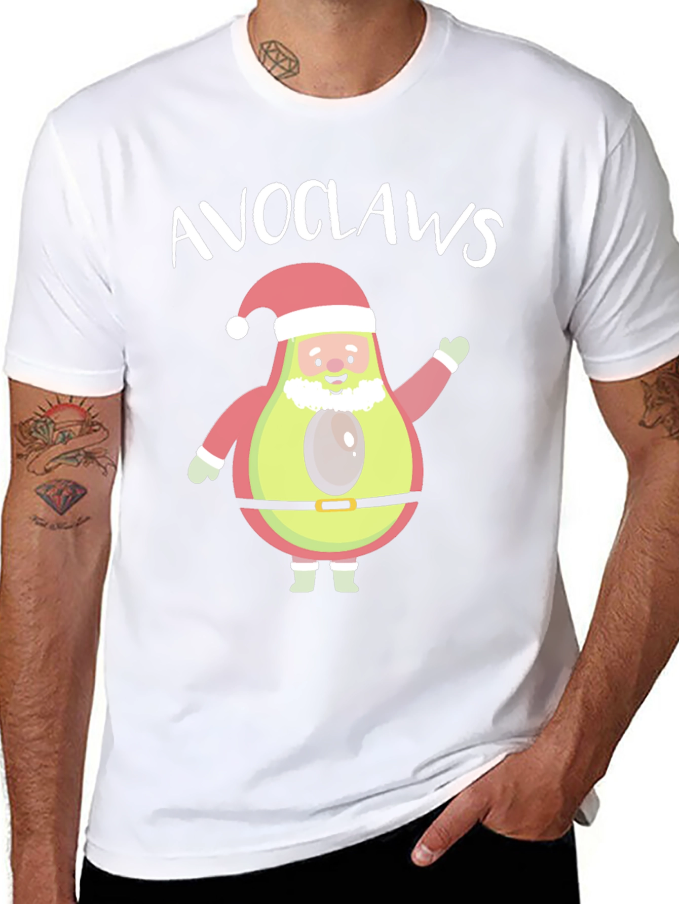 Avoclauss Santa Avocado Christmas Holiday Tee