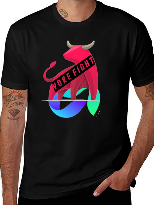 Yoke Fight Bull Graphic Tee - Stylish Mens T-Shirt