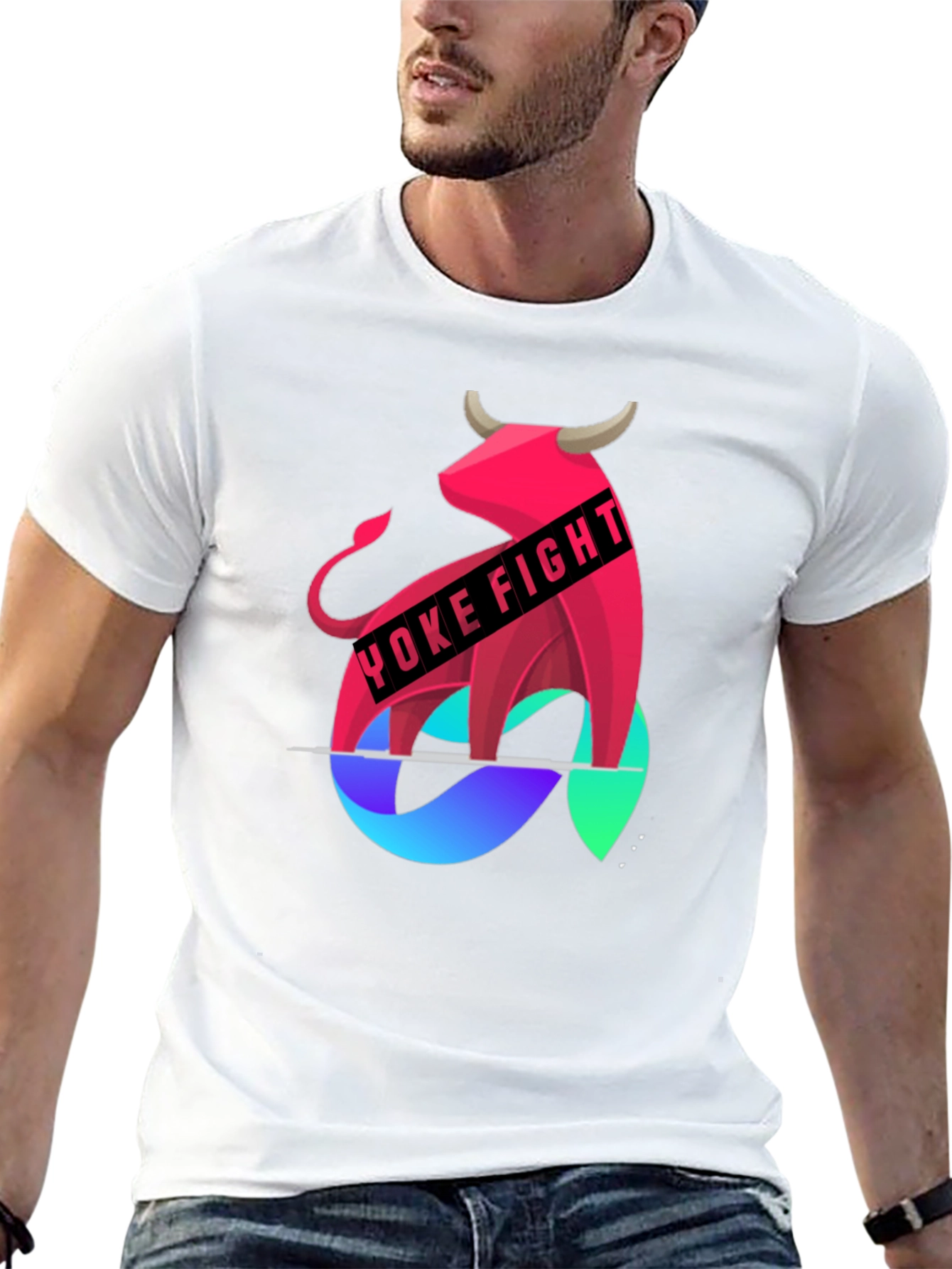 Yoke Fight Bull Graphic Tee - Stylish Mens T-Shirt