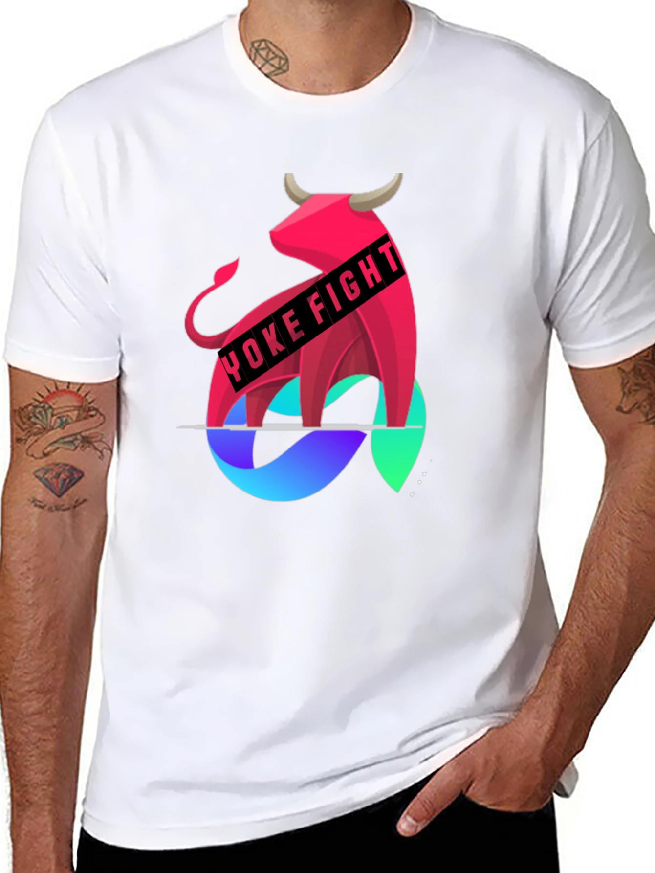 Yoke Fight Bull Graphic Tee - Stylish Mens T-Shirt
