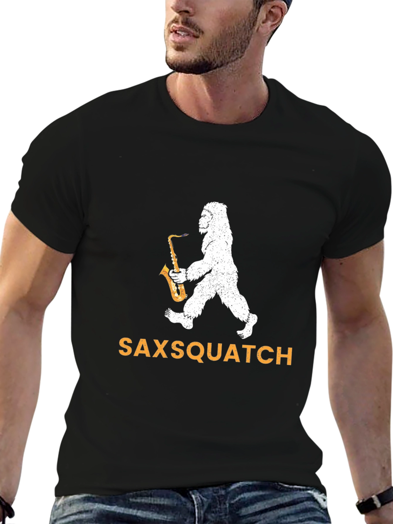 Saxsquatch Graphic Tee - Bigfoot Saxophone T-Shirt