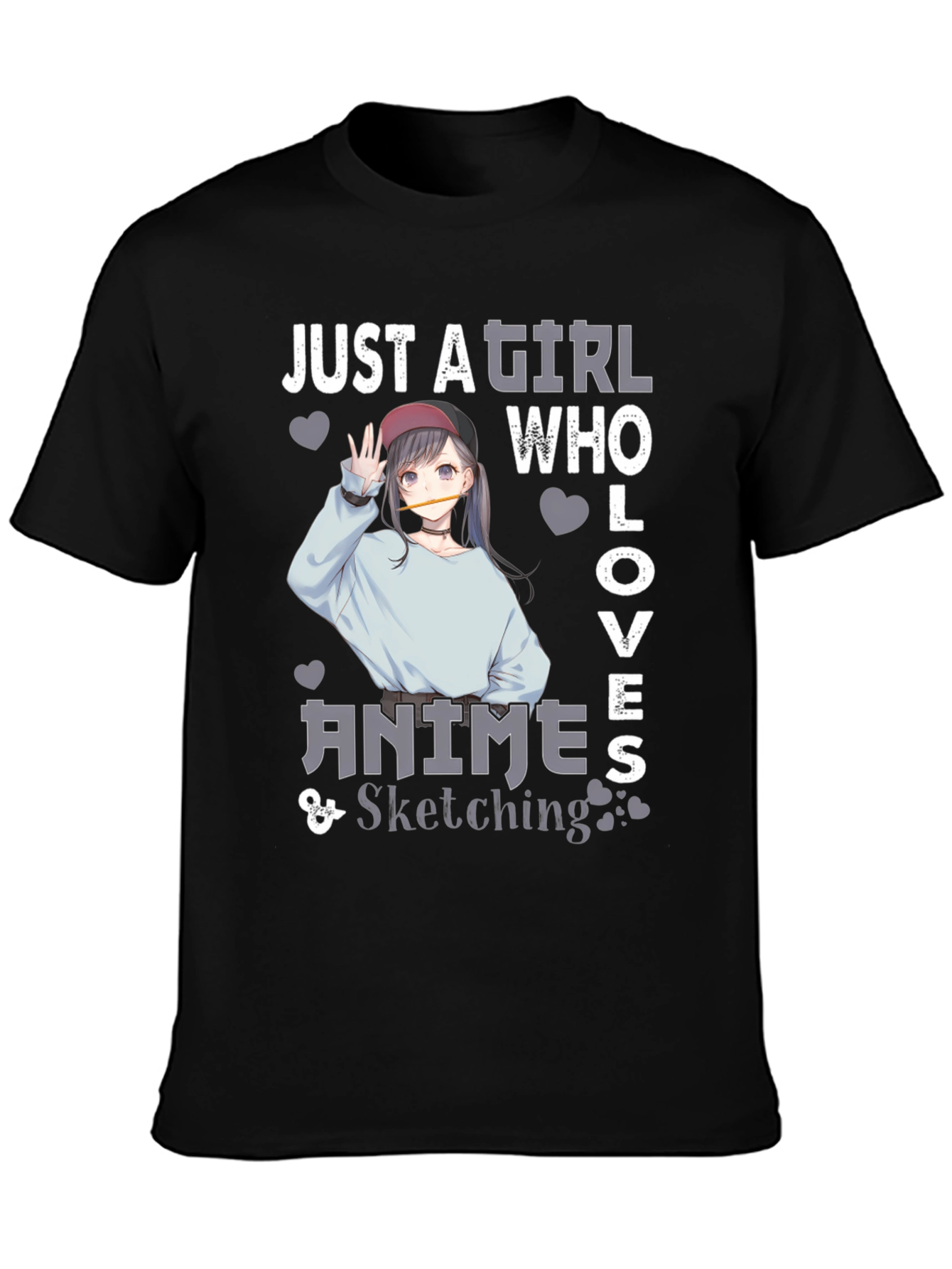 Anime Sketching Girl Graphic T-Shirt