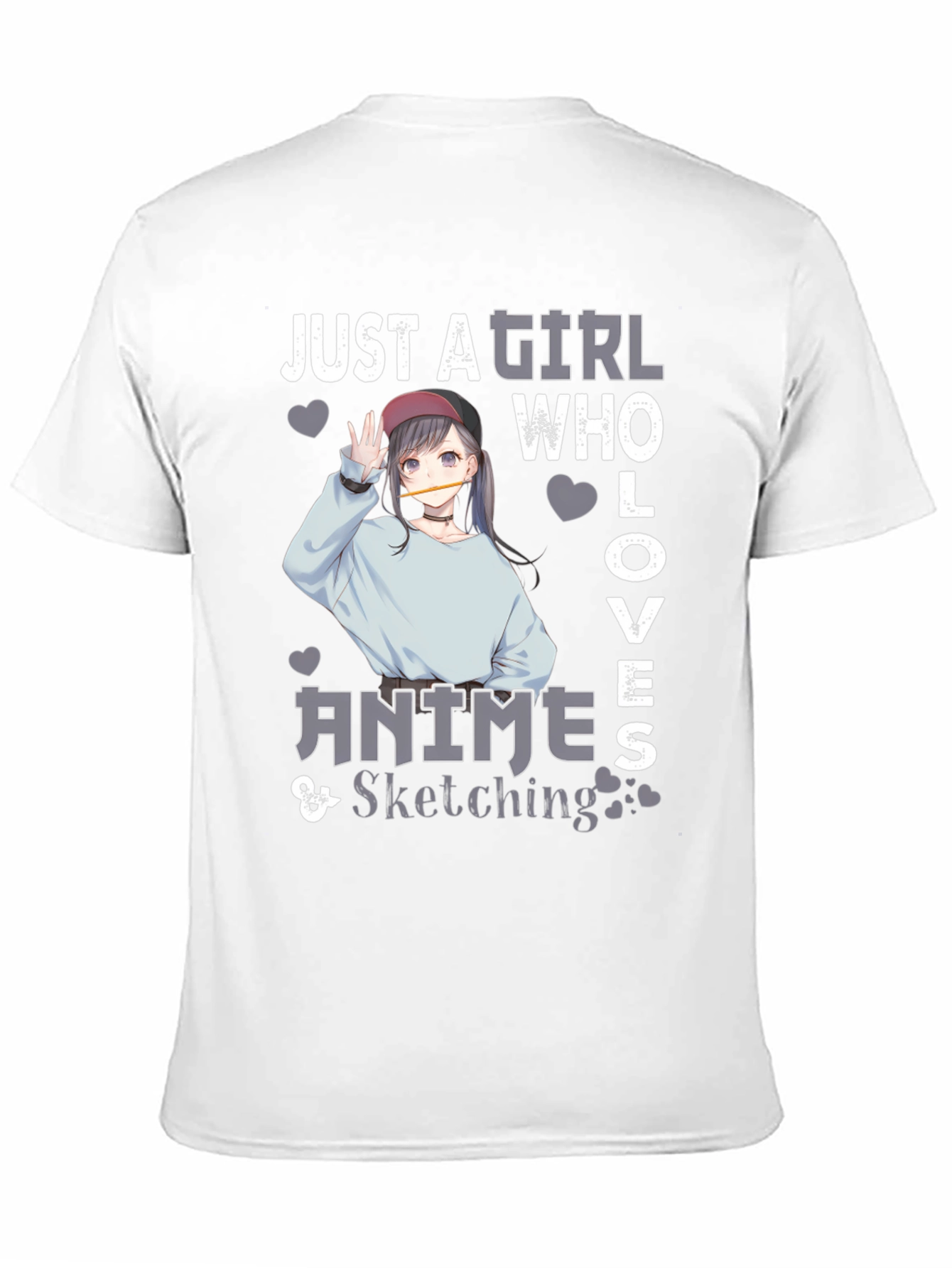 Anime Sketching Girl Graphic T-Shirt
