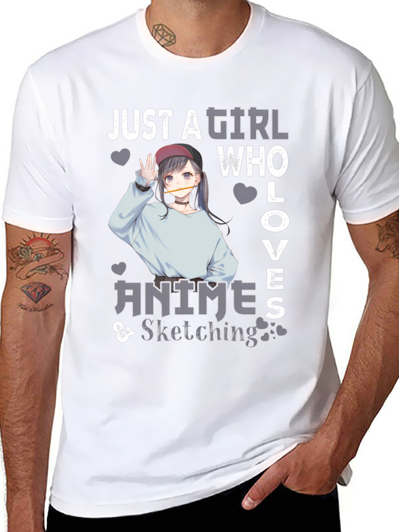 Anime Sketching Girl Graphic T-Shirt