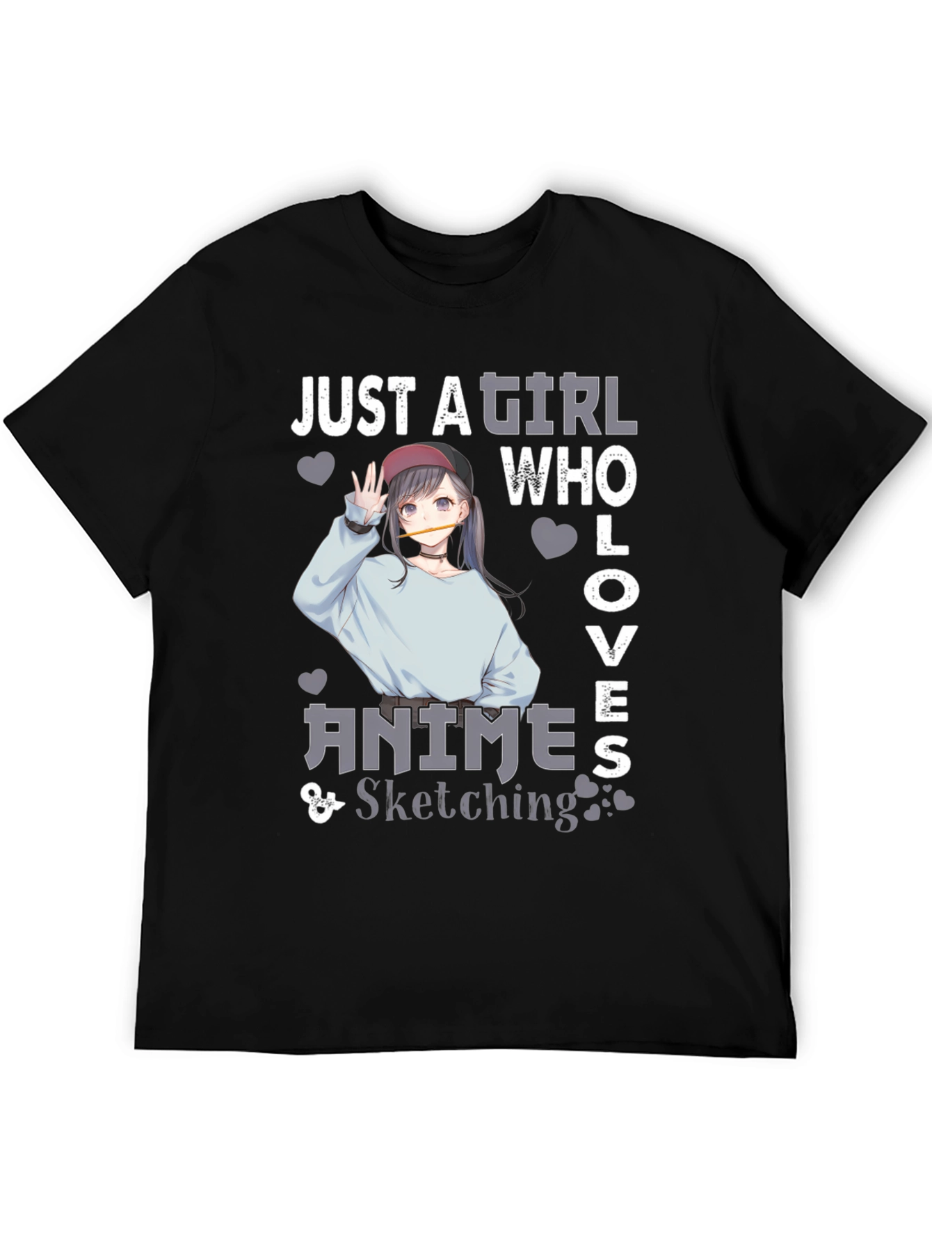 Anime Sketching Girl Graphic T-Shirt