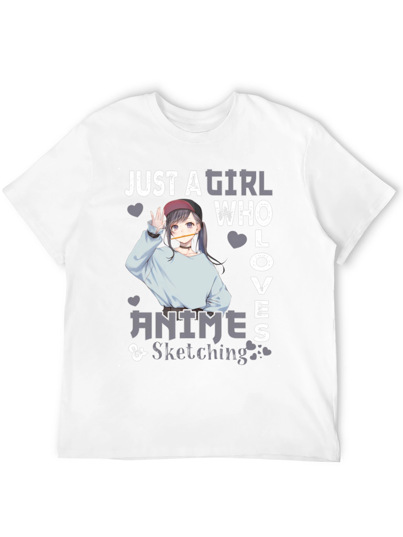 Anime Sketching Girl Graphic T-Shirt