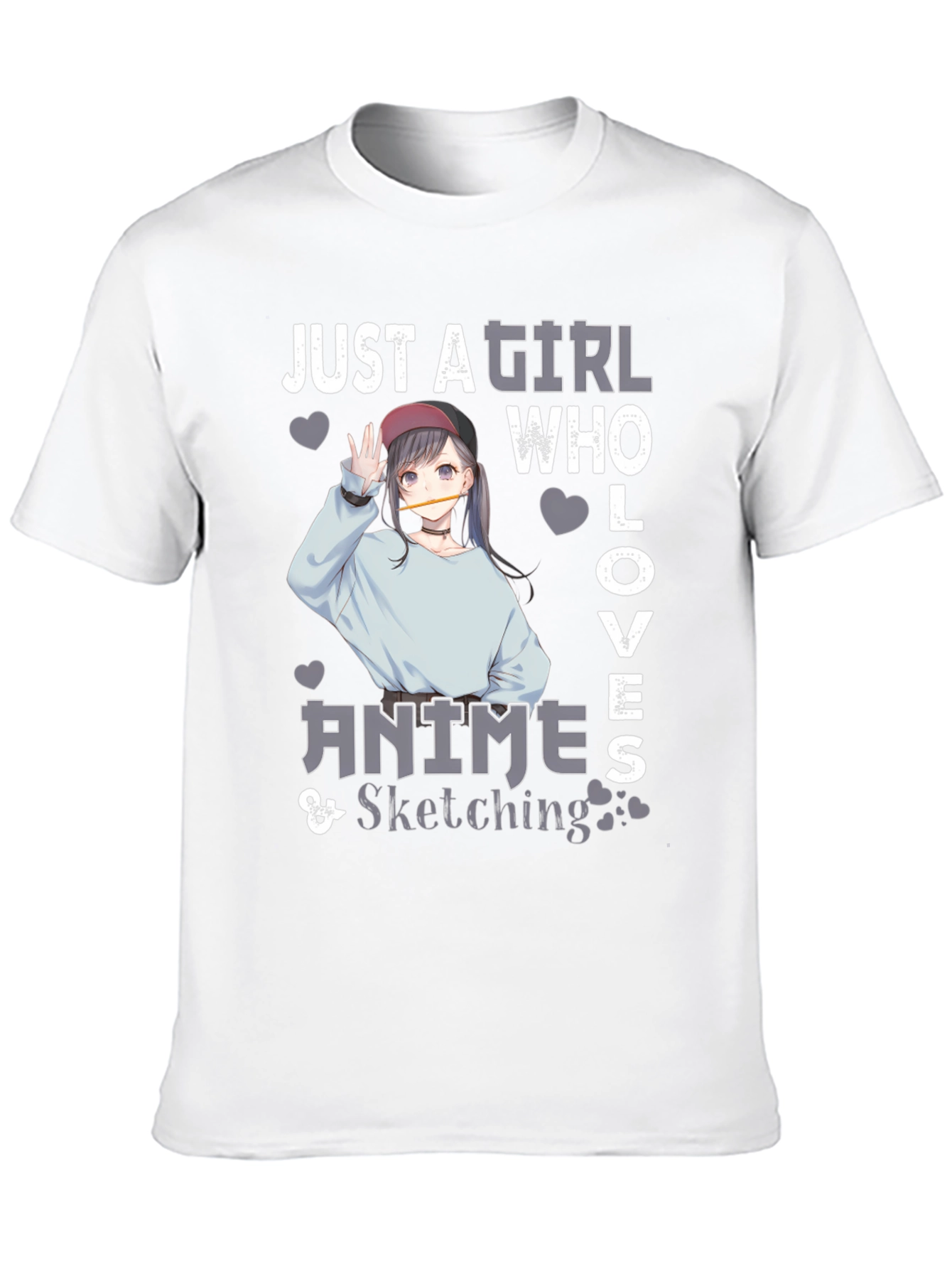 Anime Sketching Girl Graphic T-Shirt