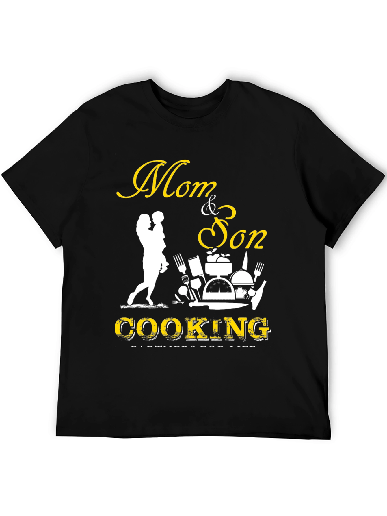 Mom & Son Cooking Partners Black T-Shirt