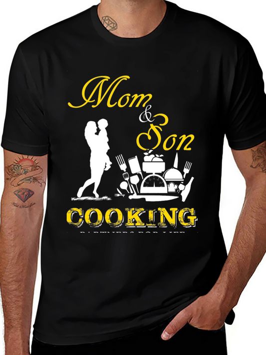 Mom & Son Cooking Partners Black T-Shirt