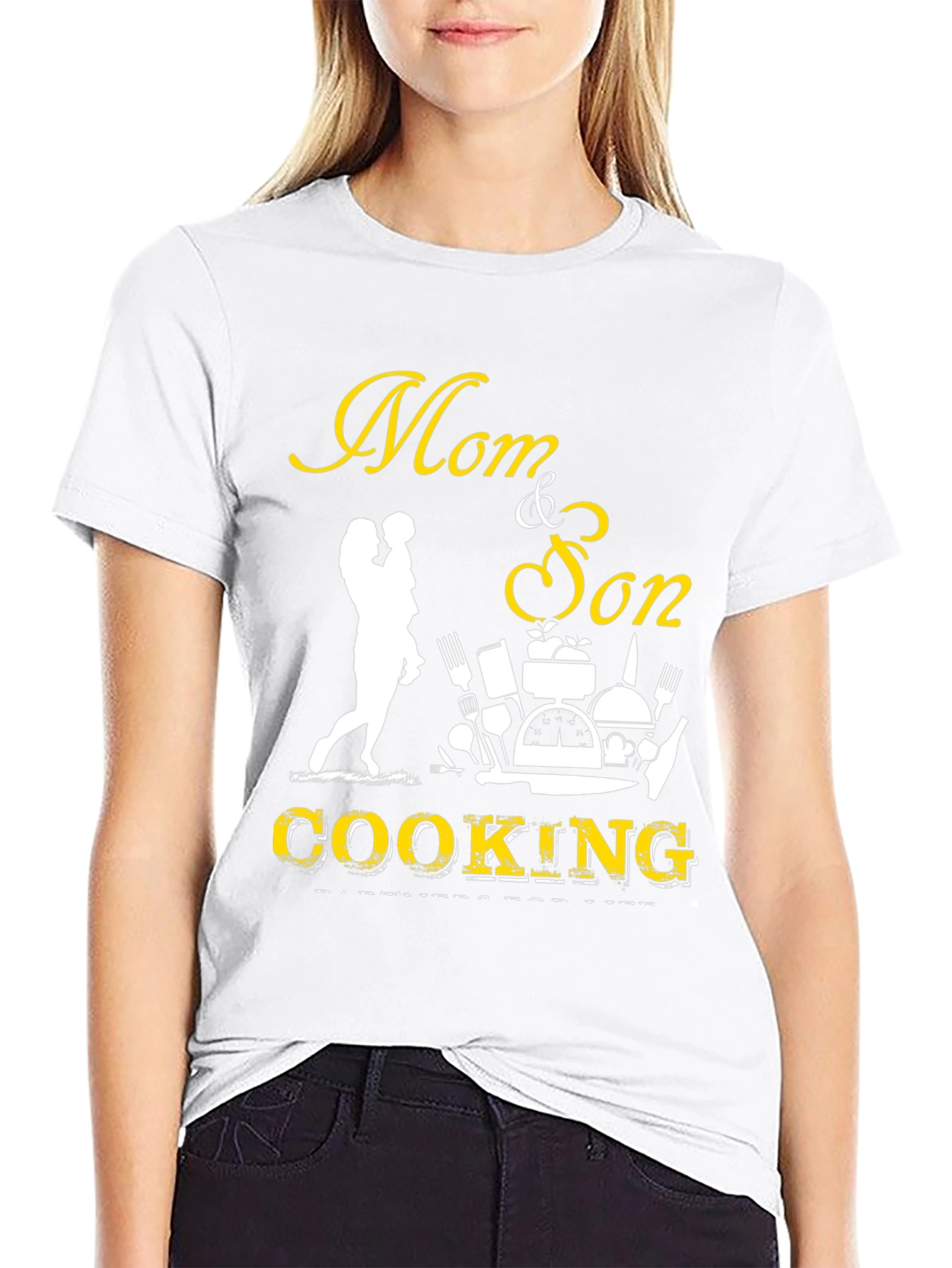 Mom & Son Cooking Partners Black T-Shirt