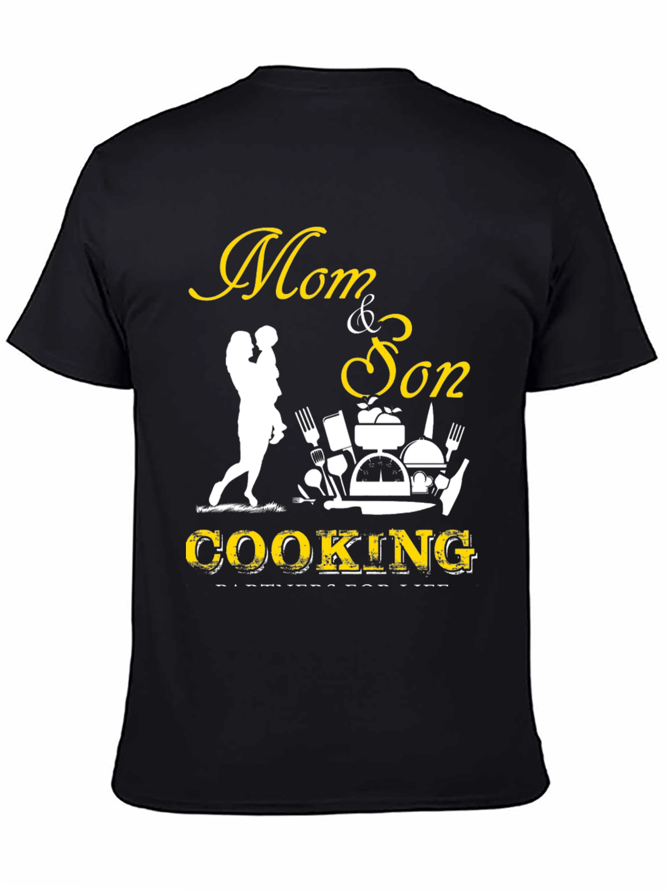 Mom & Son Cooking Partners Black T-Shirt
