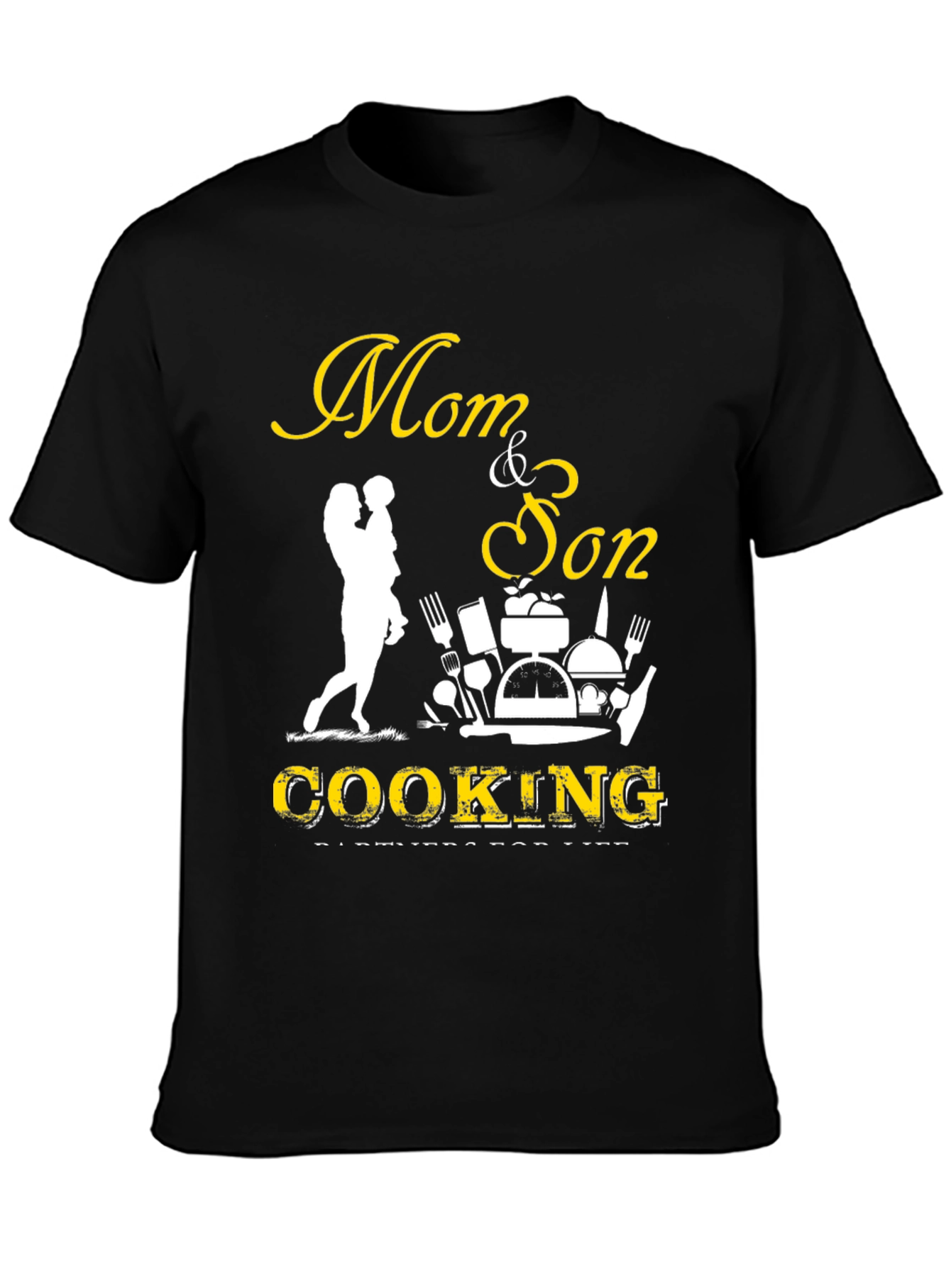 Mom & Son Cooking Partners Black T-Shirt