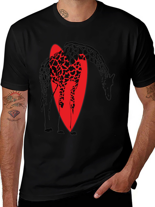 Giraffe Silhouette Graphic T-Shirt - Black